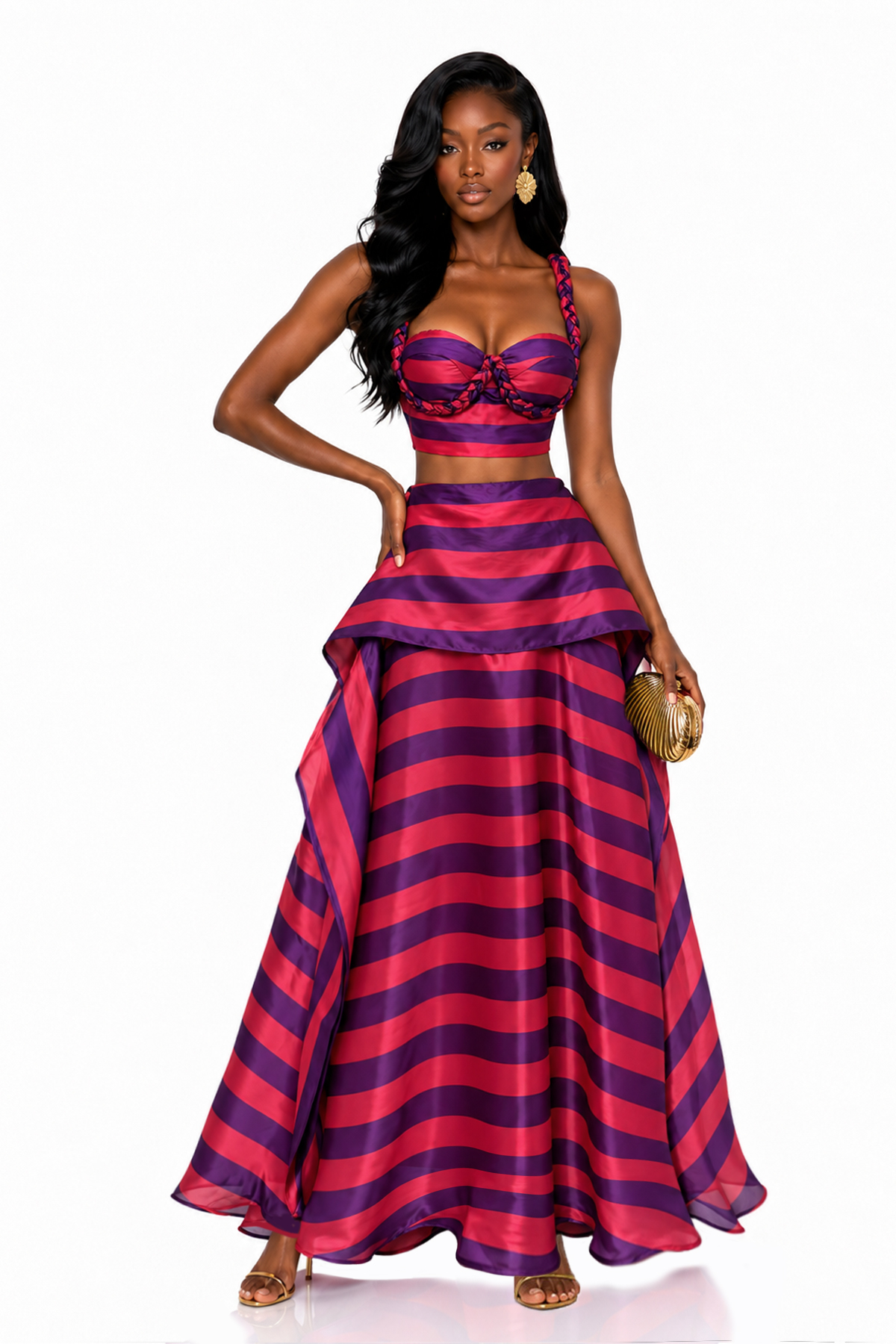 Inta Spaghetti Stripe Skirt Set In Red