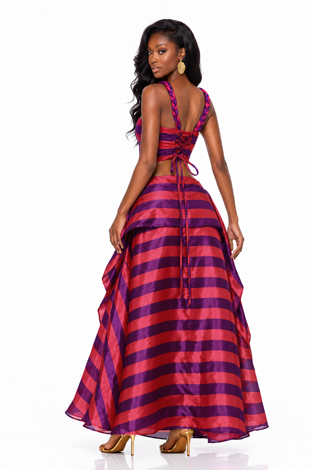 Inta Spaghetti Stripe Skirt Set In Red