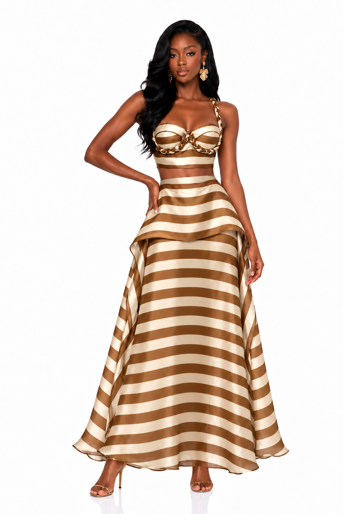 Inta Spaghetti Stripe Skirt Set In Yellow