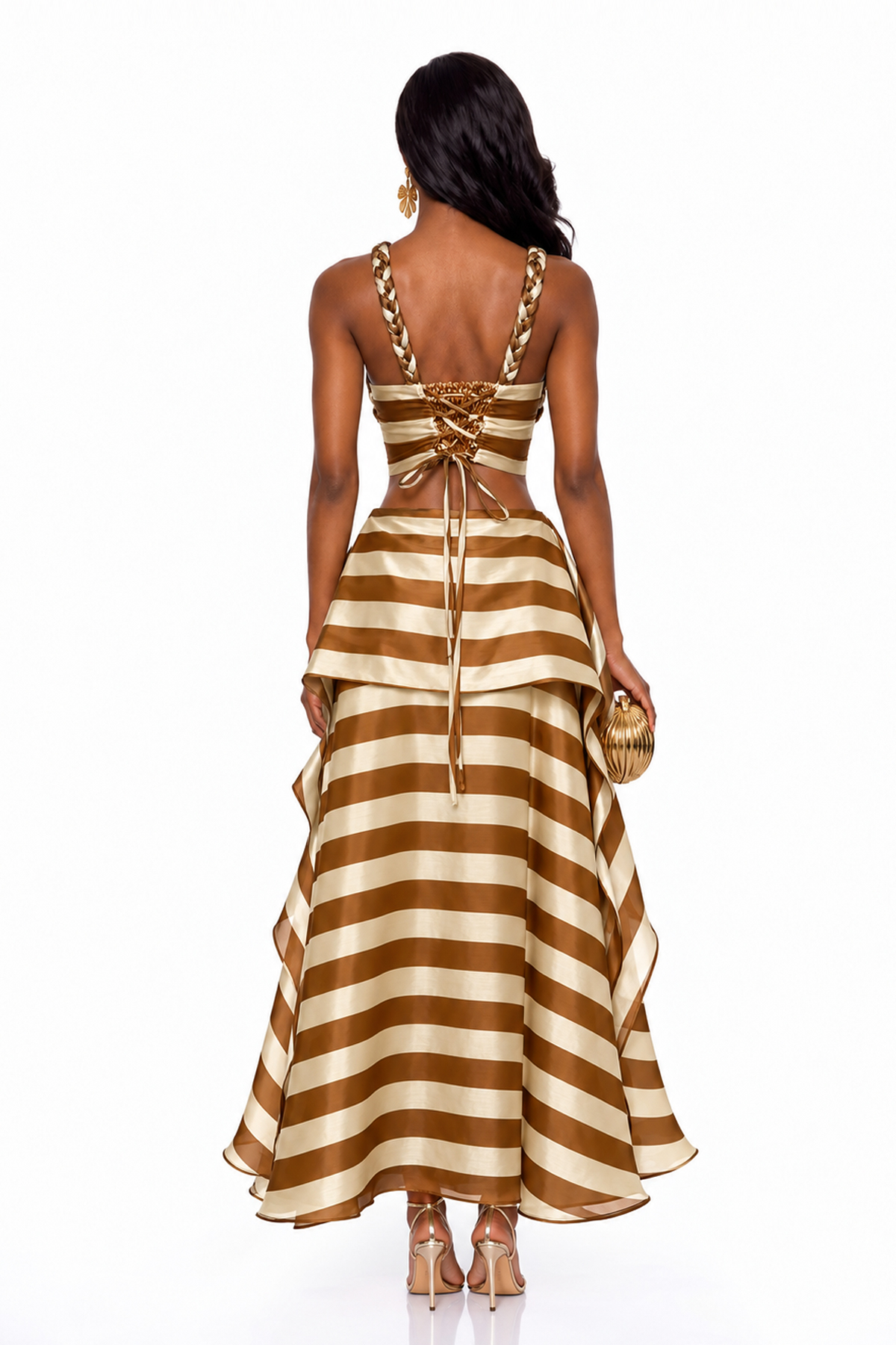 Inta Spaghetti Stripe Skirt Set In Yellow