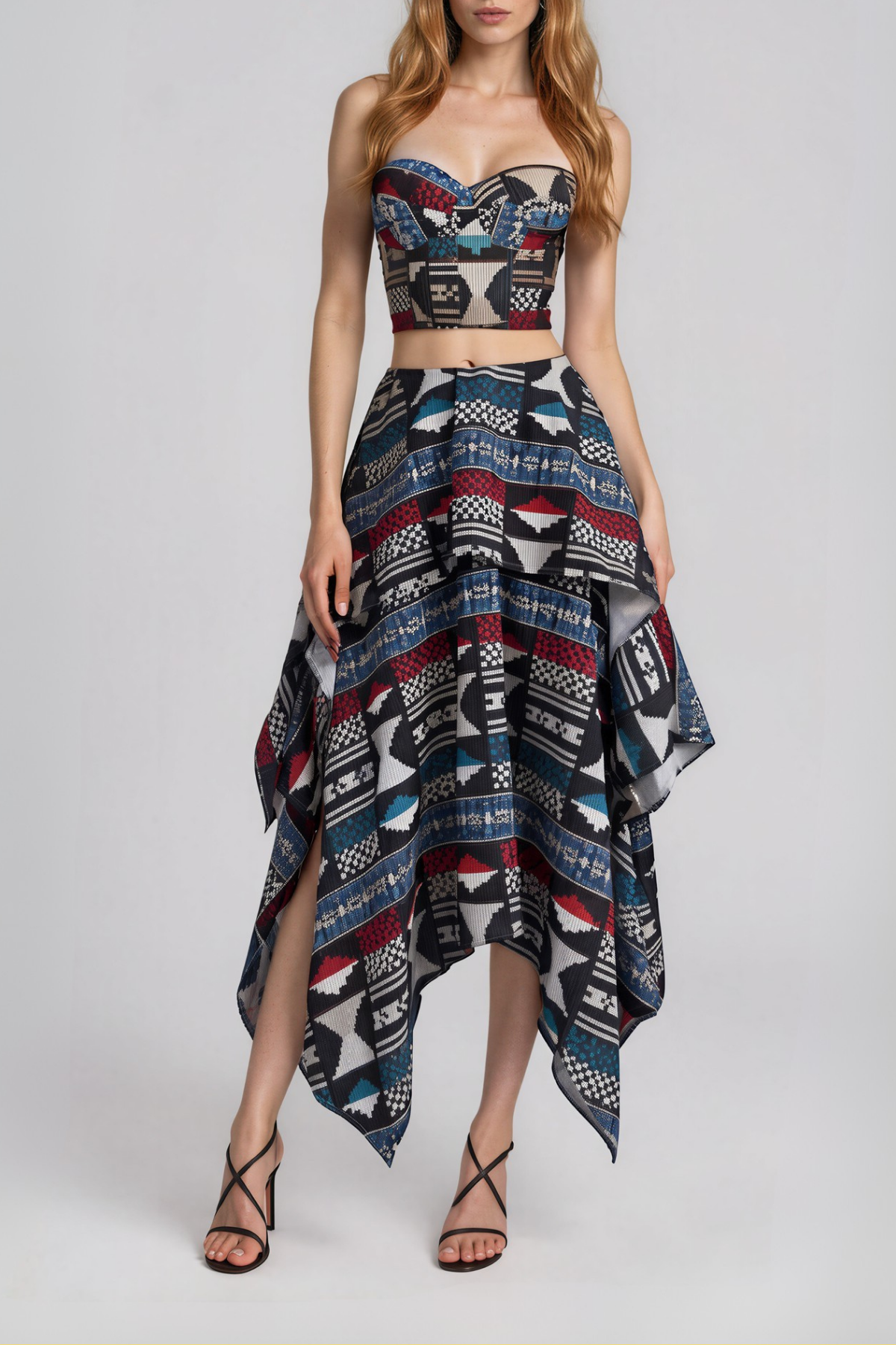 Inta  Strapless Print Skirt Set