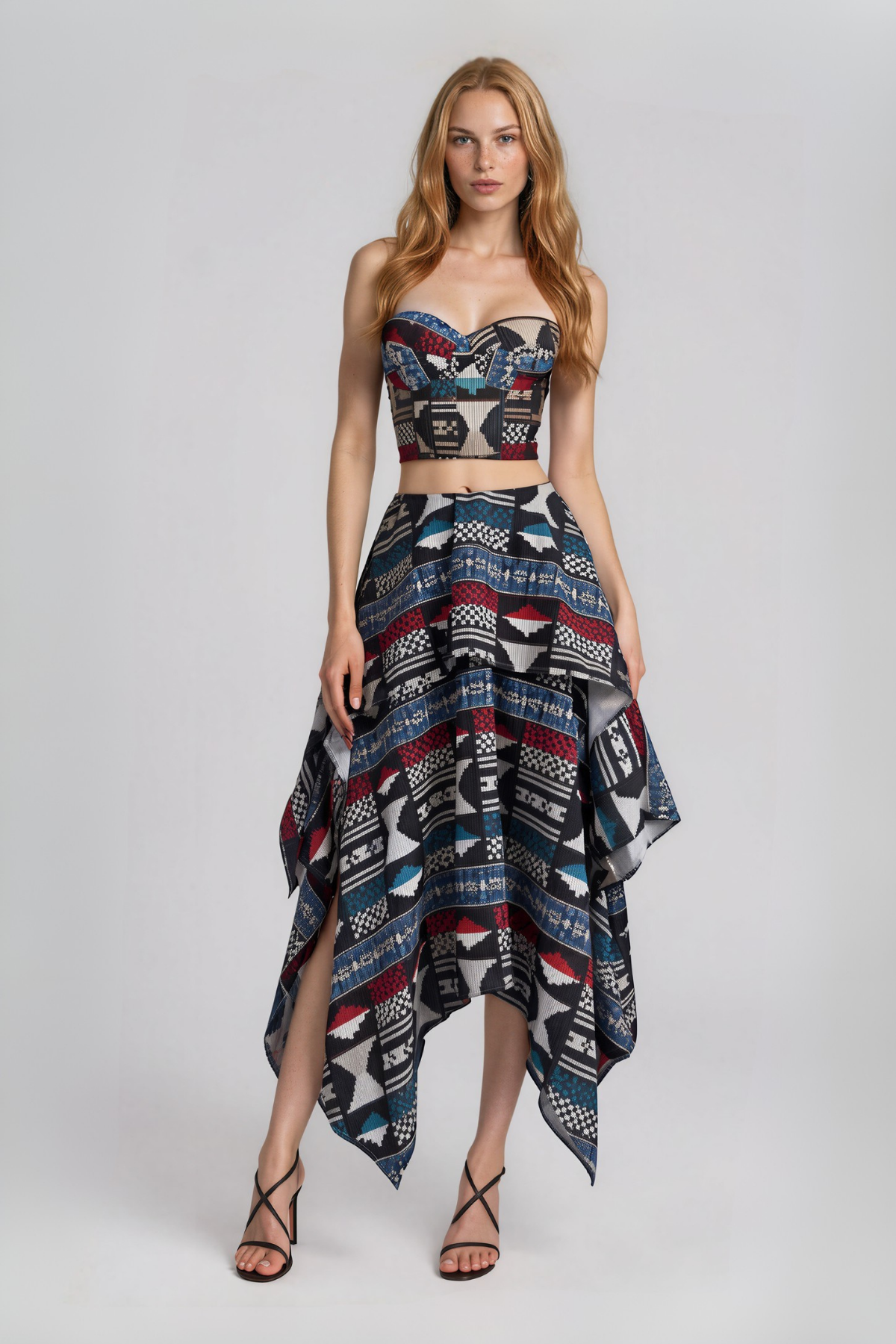 Inta  Strapless Print Skirt Set