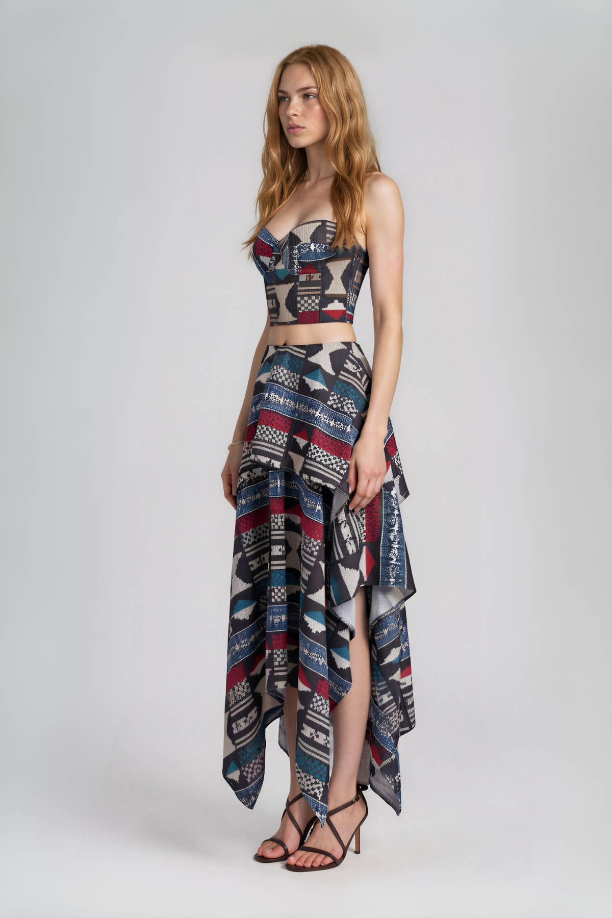Inta  Strapless Print Skirt Set