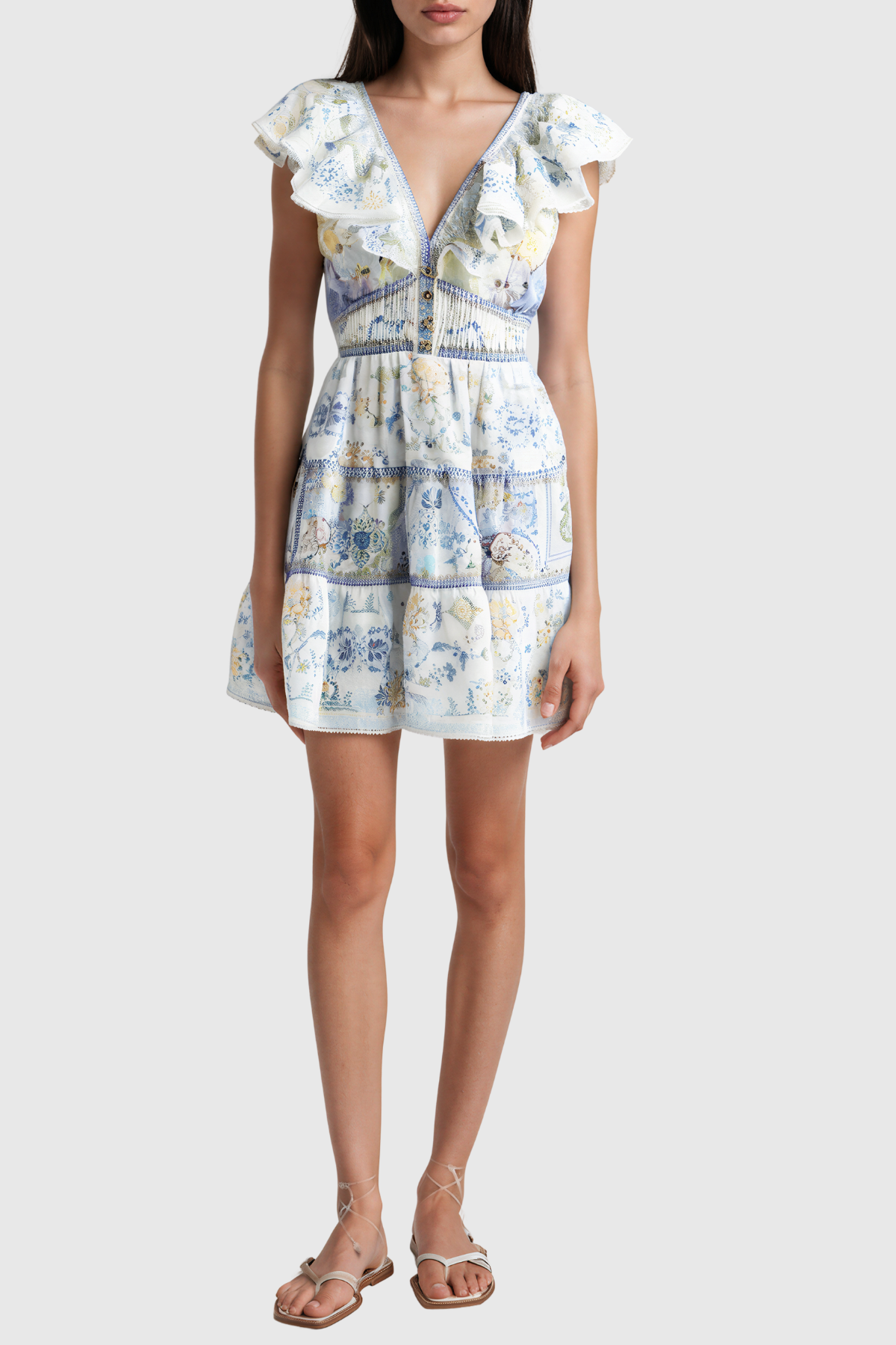 Intira Plunge Ruffle Mini Dress