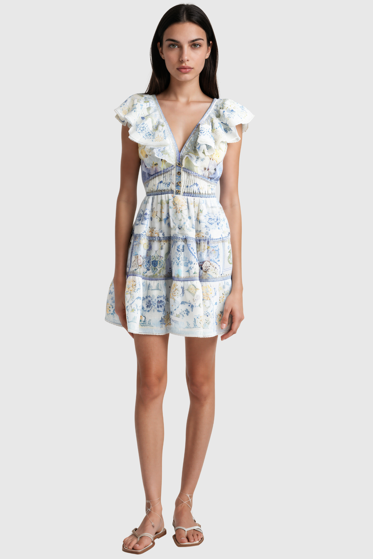 Intira Plunge Ruffle Mini Dress
