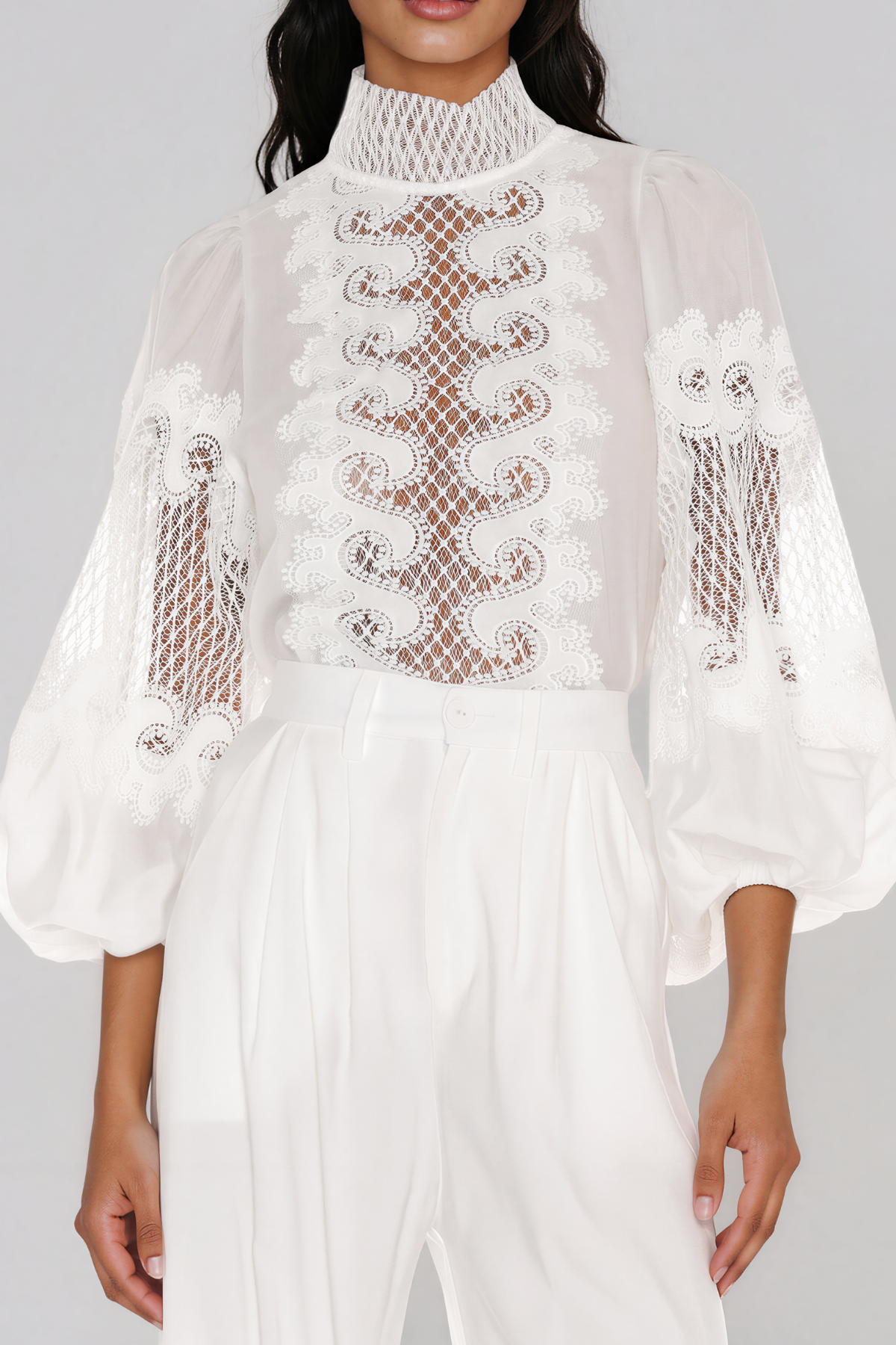 Into Lace High Neck Mesh Top