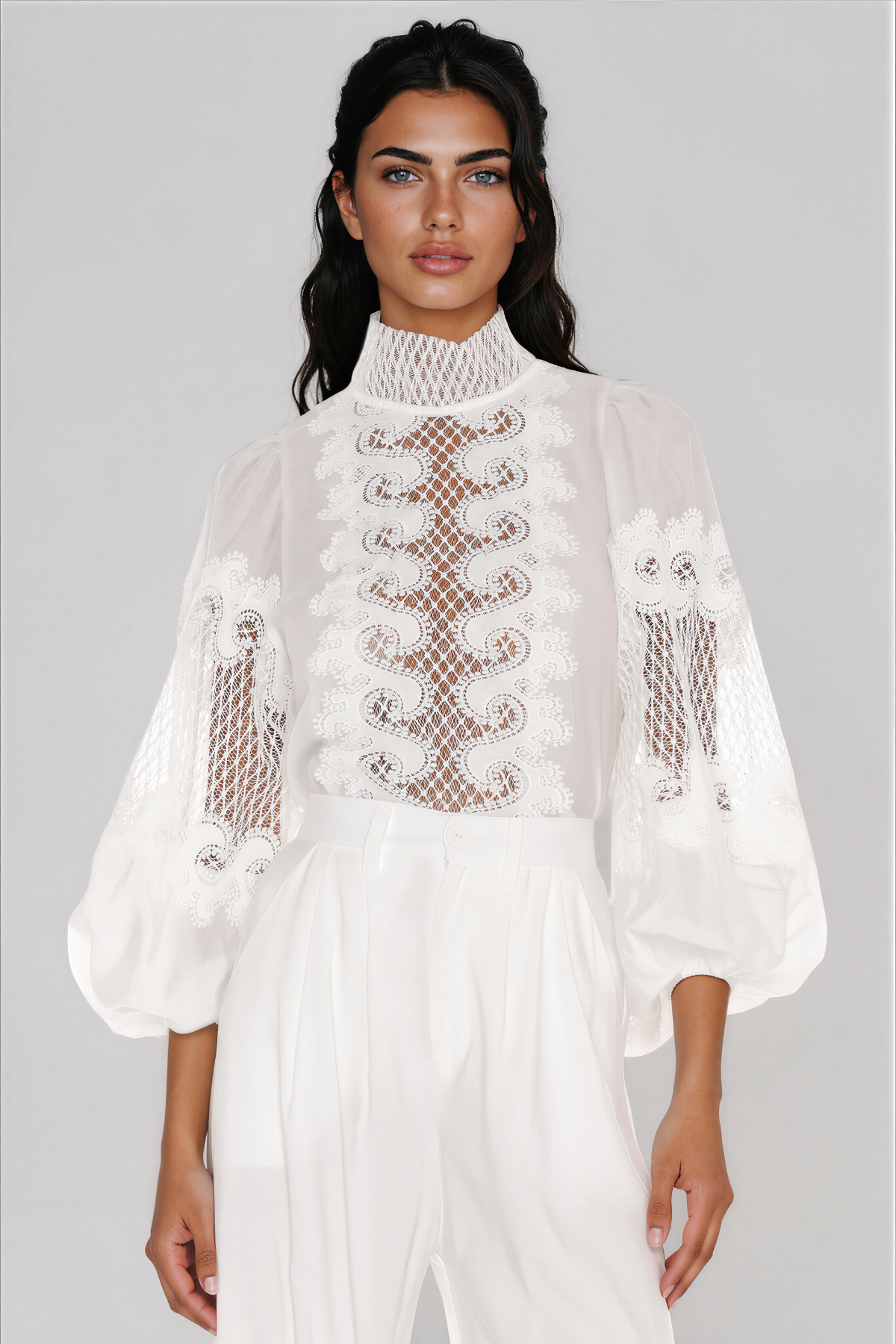 Into Lace High Neck Mesh Top