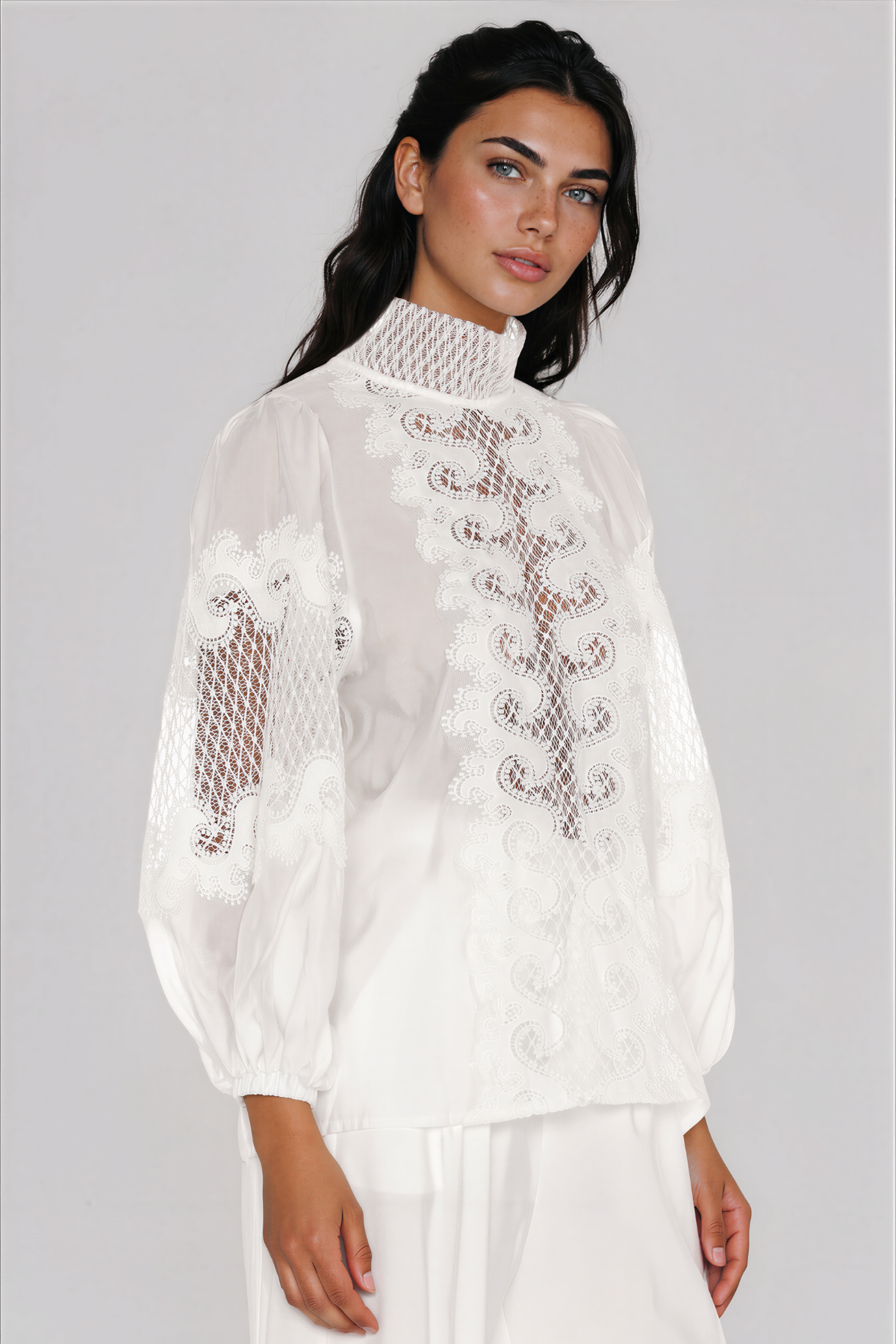 Into Lace High Neck Mesh Top