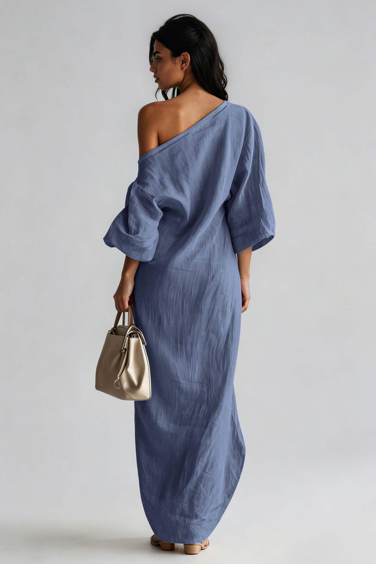 Inunnguaq One Shoulder Maxi Dress In Blue