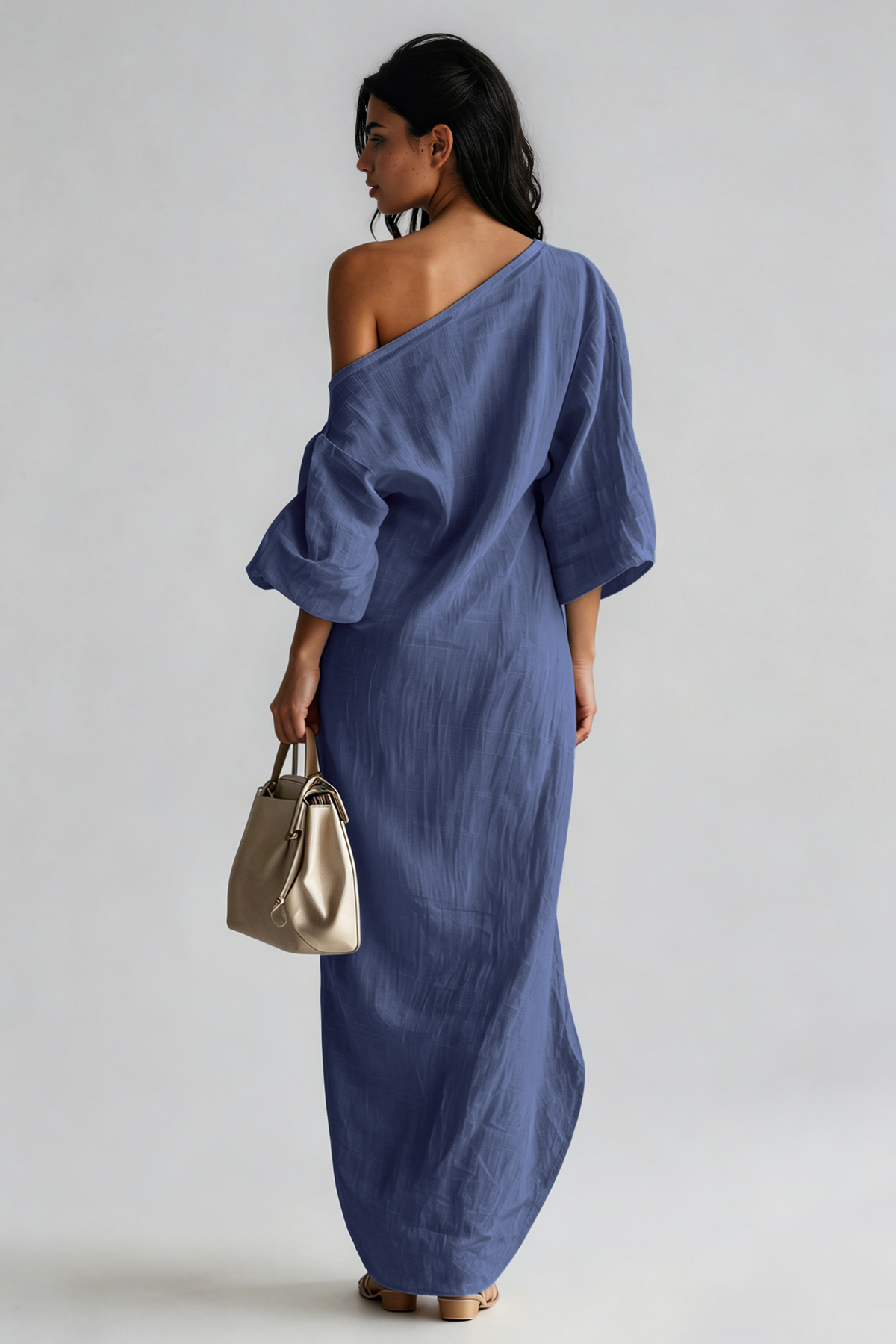 Inunnguaq One Shoulder Maxi Dress In Blue