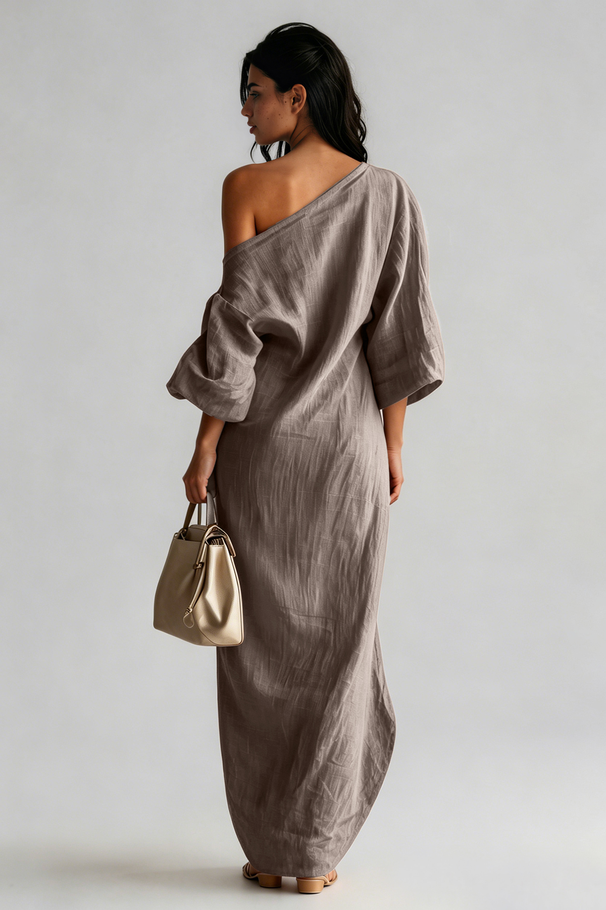 Inunnguaq One Shoulder Maxi Dress In Grey