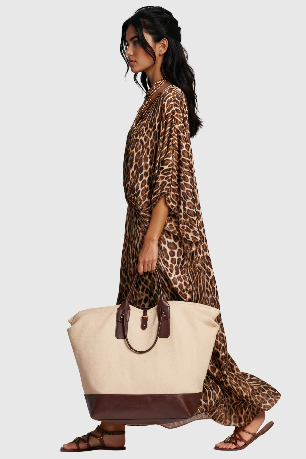 Invidia V Neck Leopard Maxi Dress