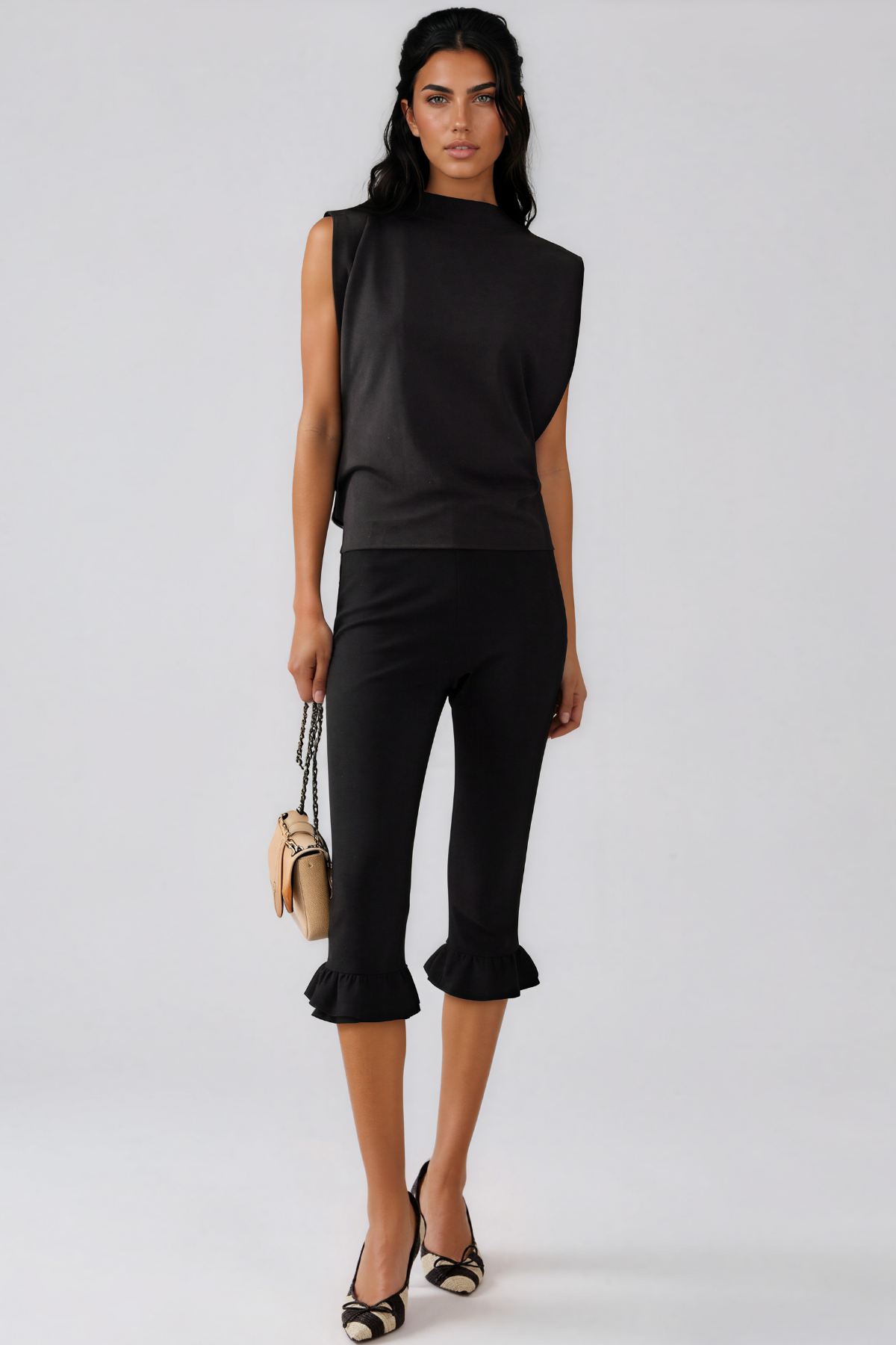 Ioab Backless Ruffle Pants Set