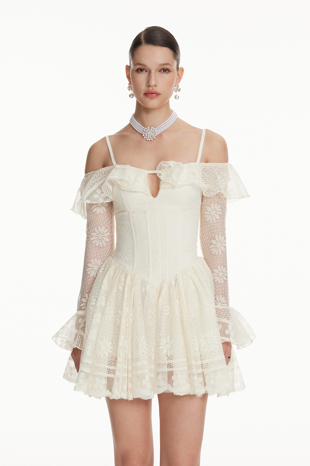 Ioana Corset Lace Puffy Mini Dress