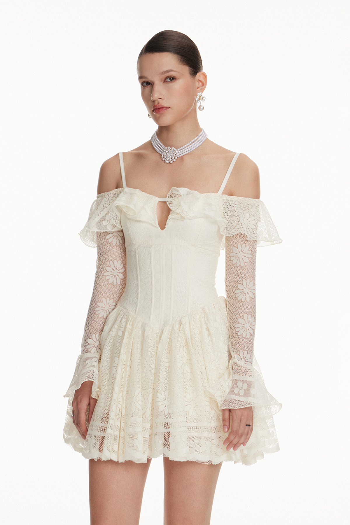 Ioana Corset Lace Puffy Mini Dress
