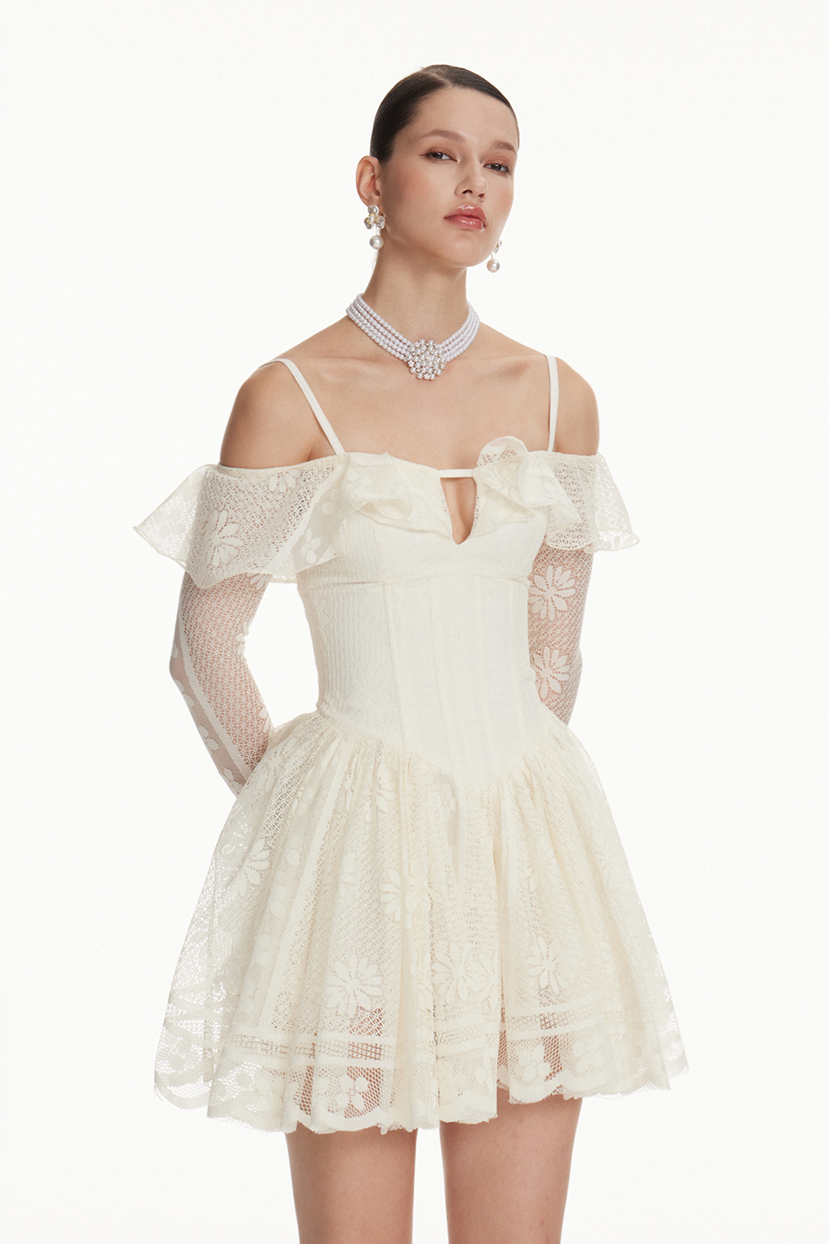 Ioana Corset Lace Puffy Mini Dress