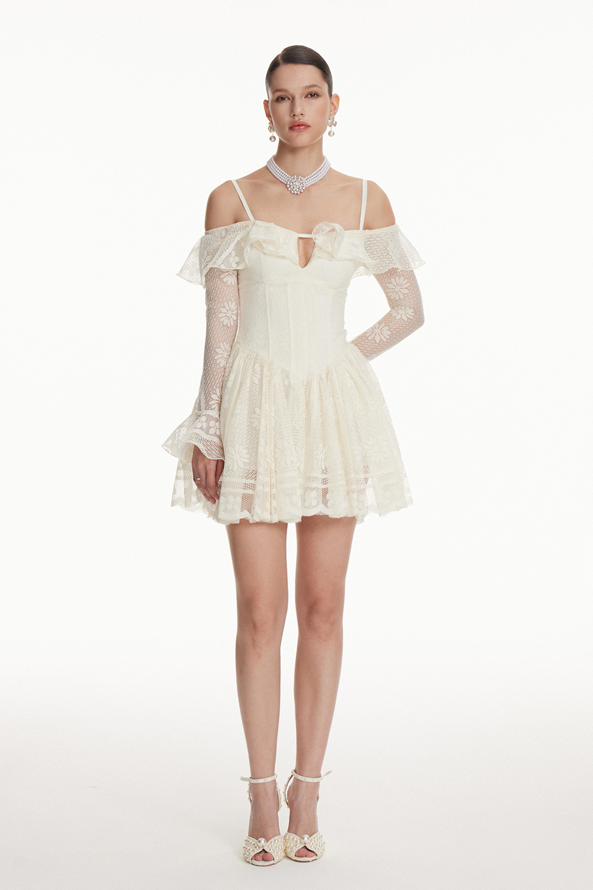Ioana Corset Lace Puffy Mini Dress