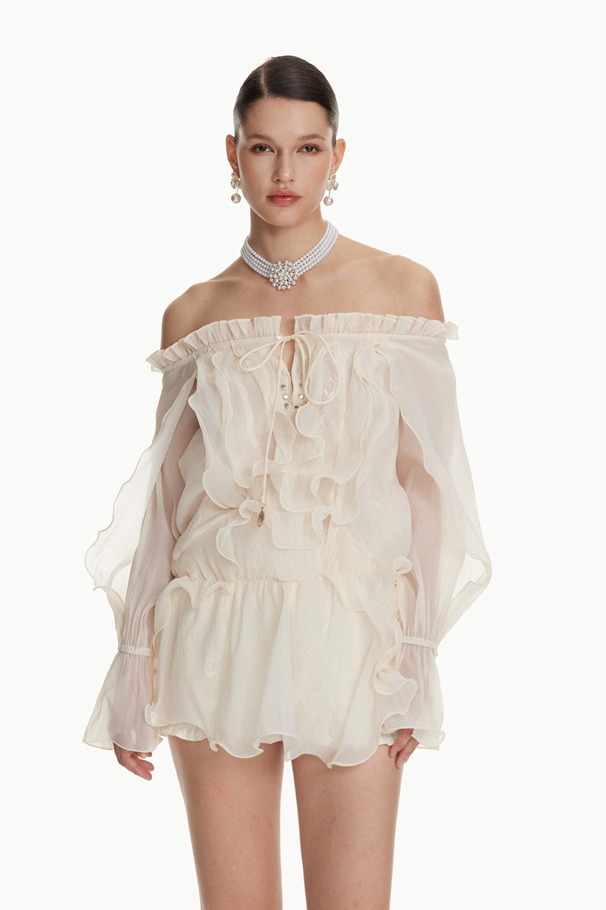 Ioane Off Shoulder Ruffle Mini Dress