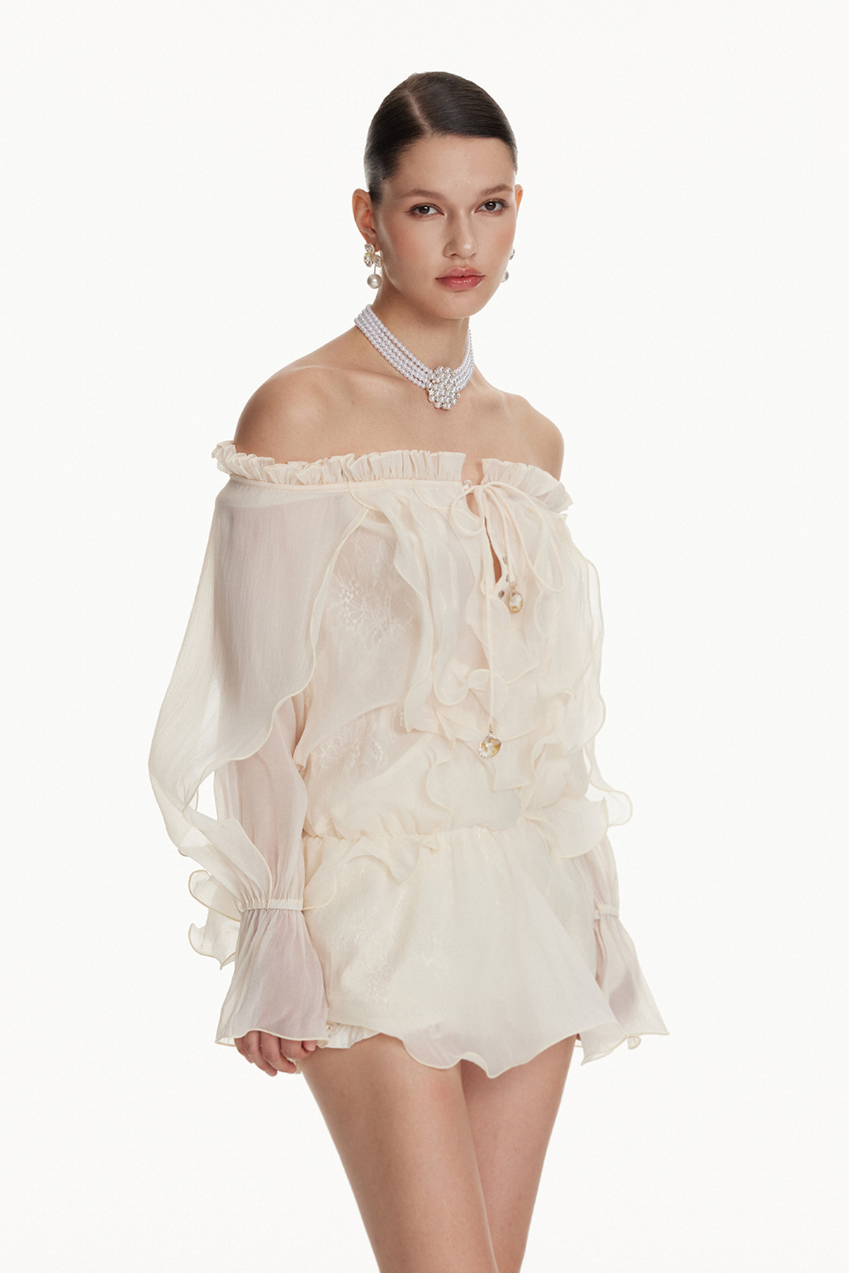 Ioane Off Shoulder Ruffle Mini Dress