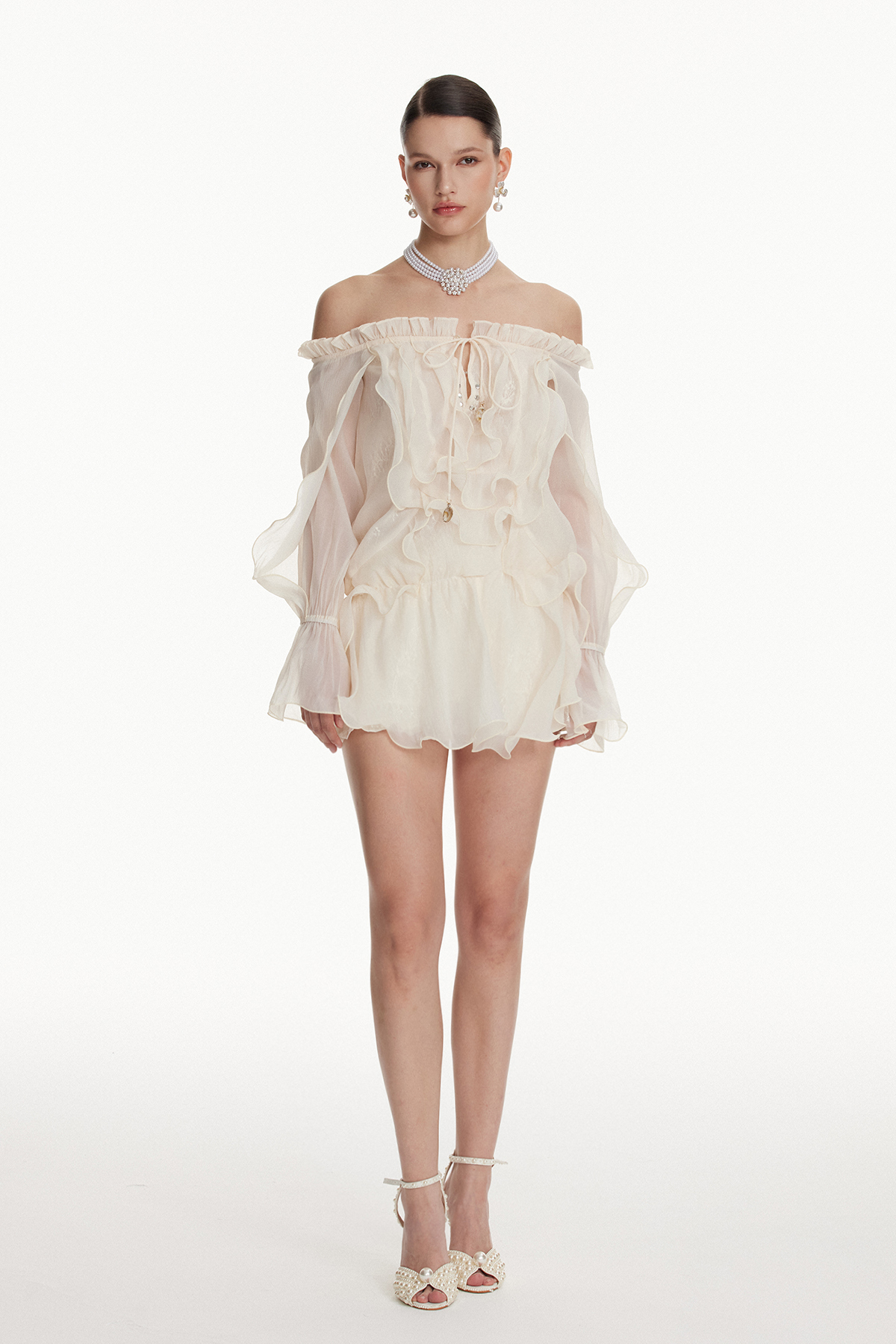 Ioane Off Shoulder Ruffle Mini Dress