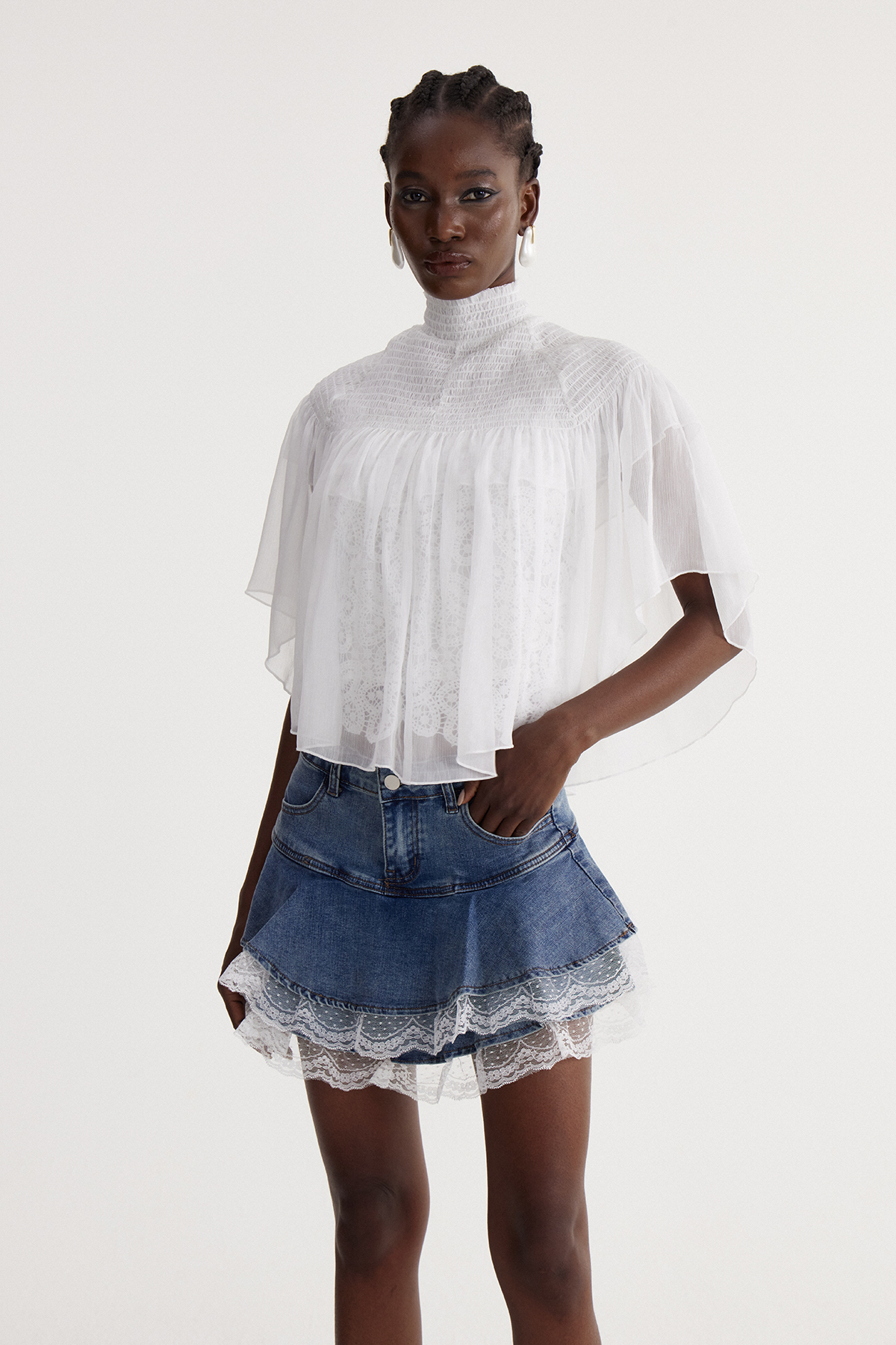 Ioannicius Crop Shawl Top