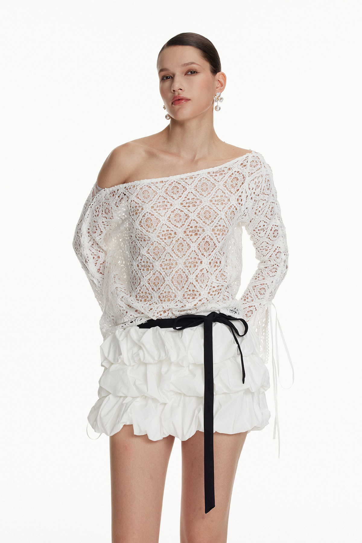 Ioannikios Lace Bubble Skirt Set