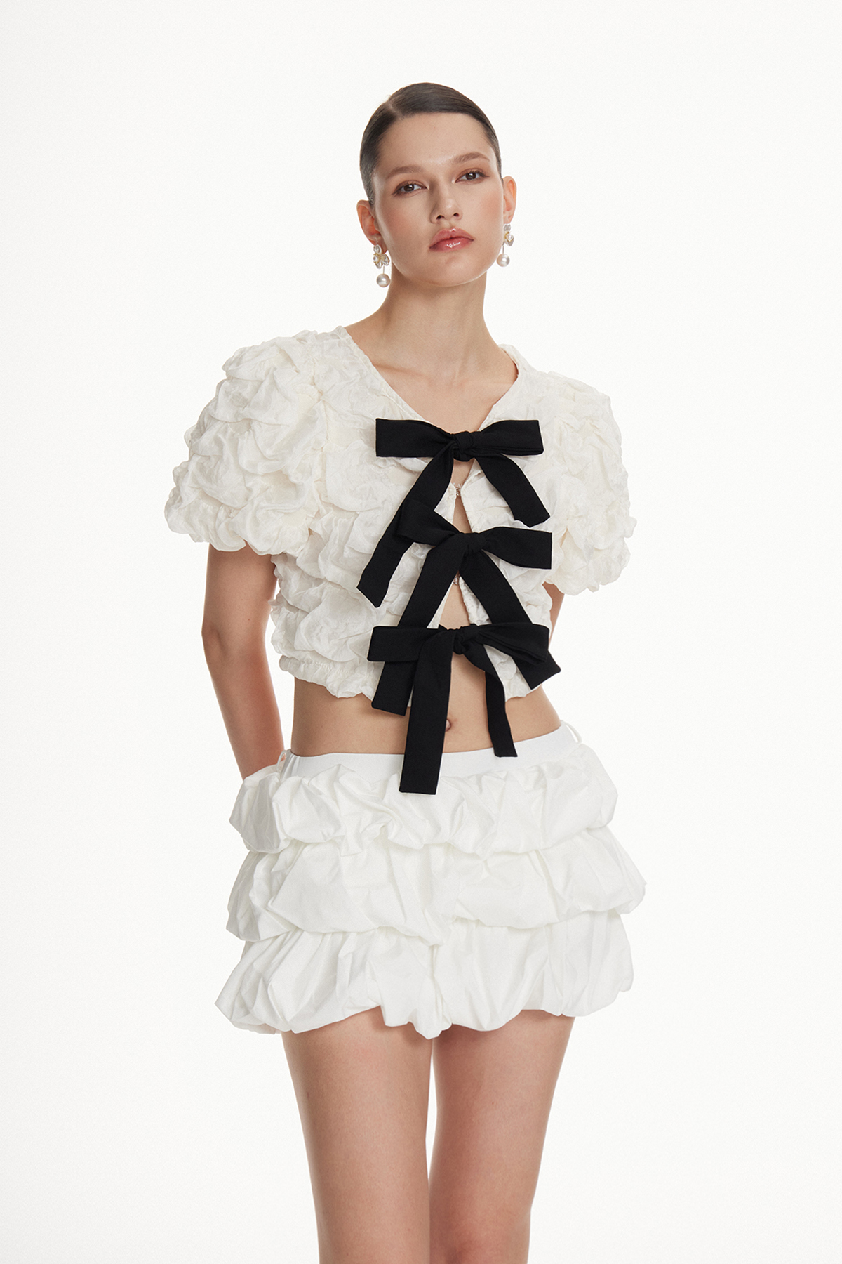 Ioannis Crop Bow Ruch Top