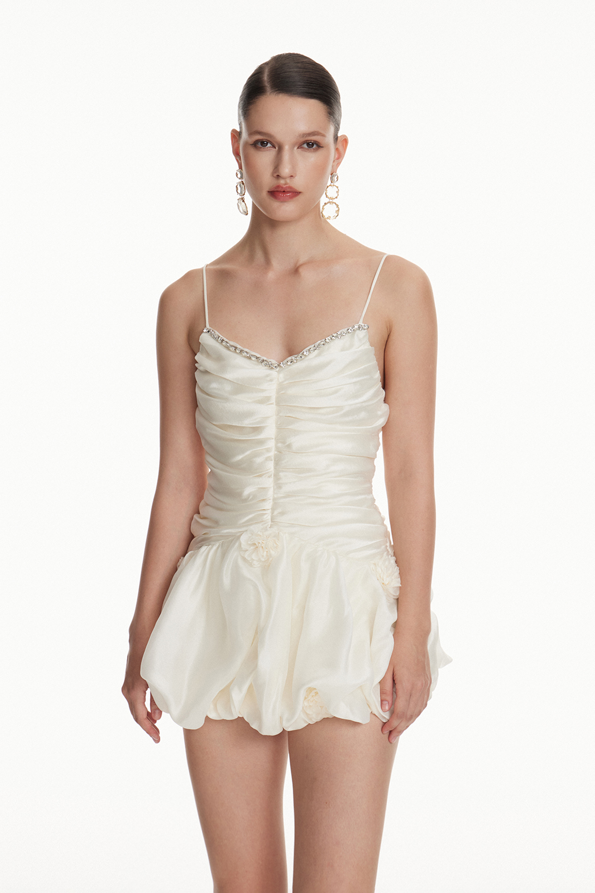 Iob Spaghetti Flower Ruch Mini Dress