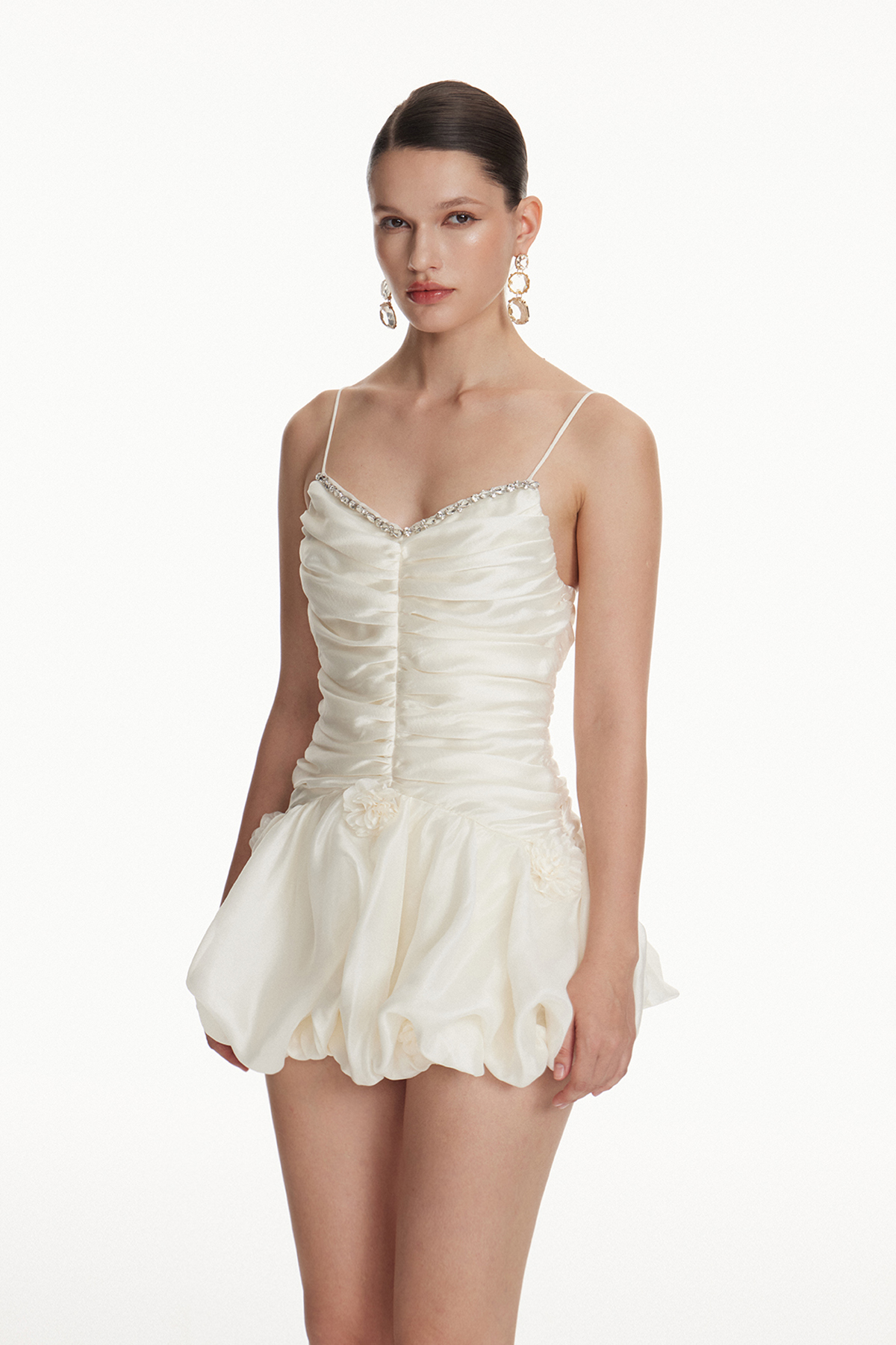 Iob Spaghetti Flower Ruch Mini Dress