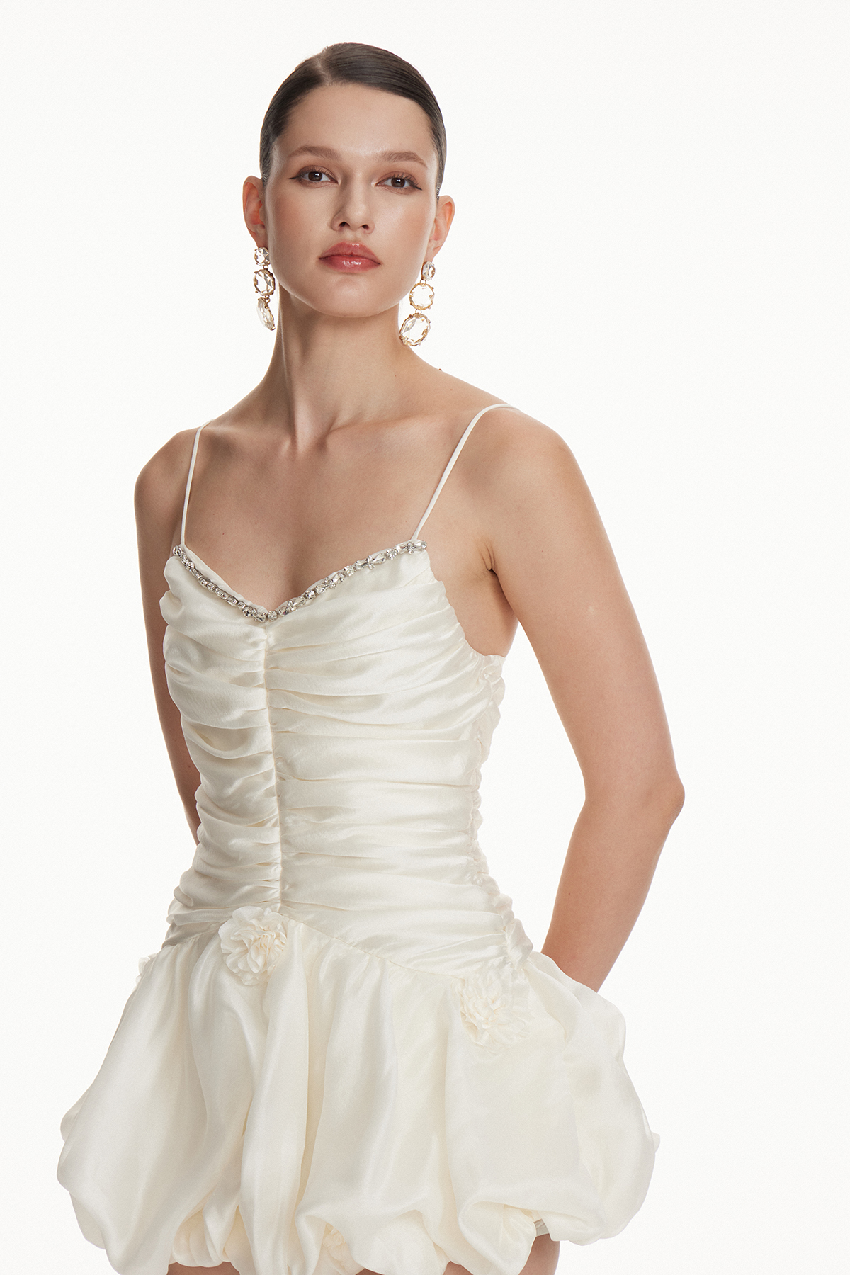 Iob Spaghetti Flower Ruch Mini Dress