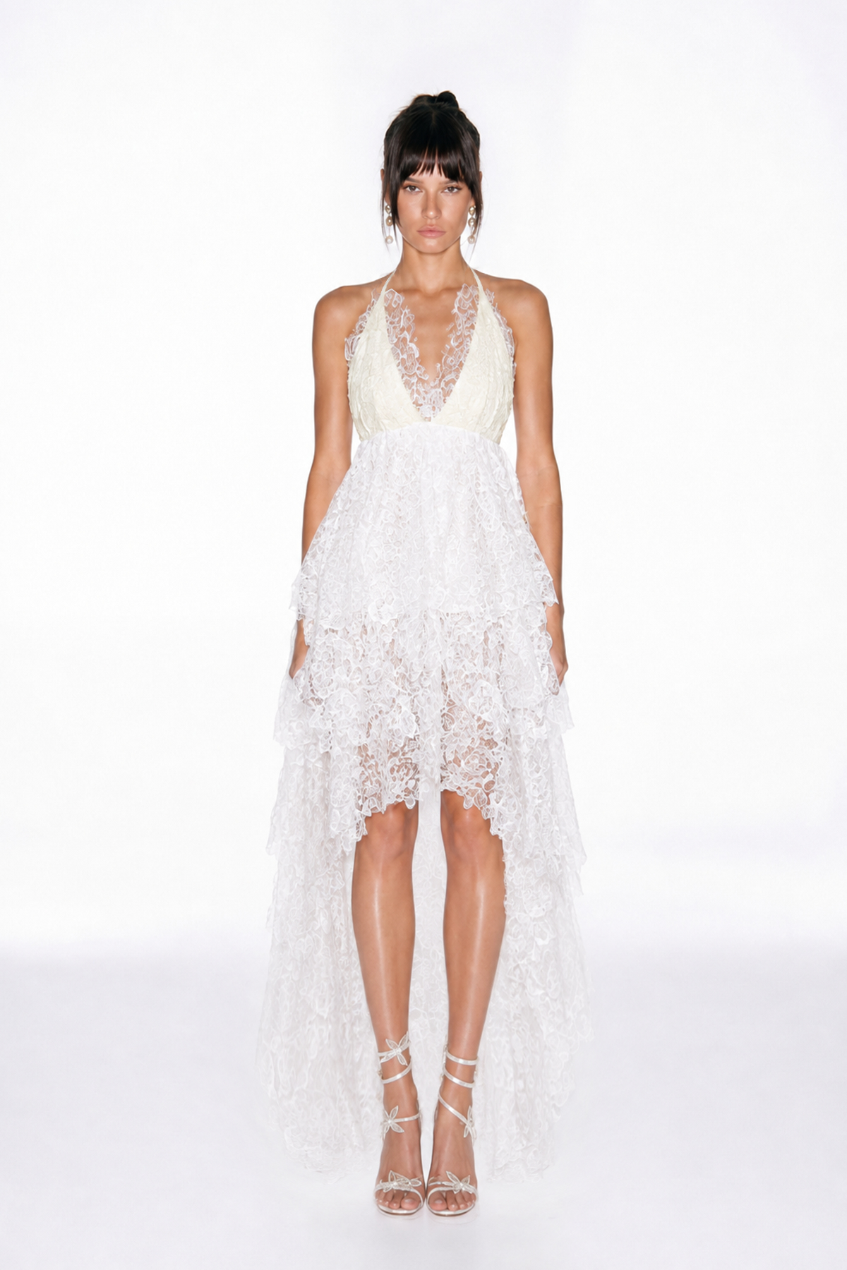 Iobed Backless Lace Skirt Set