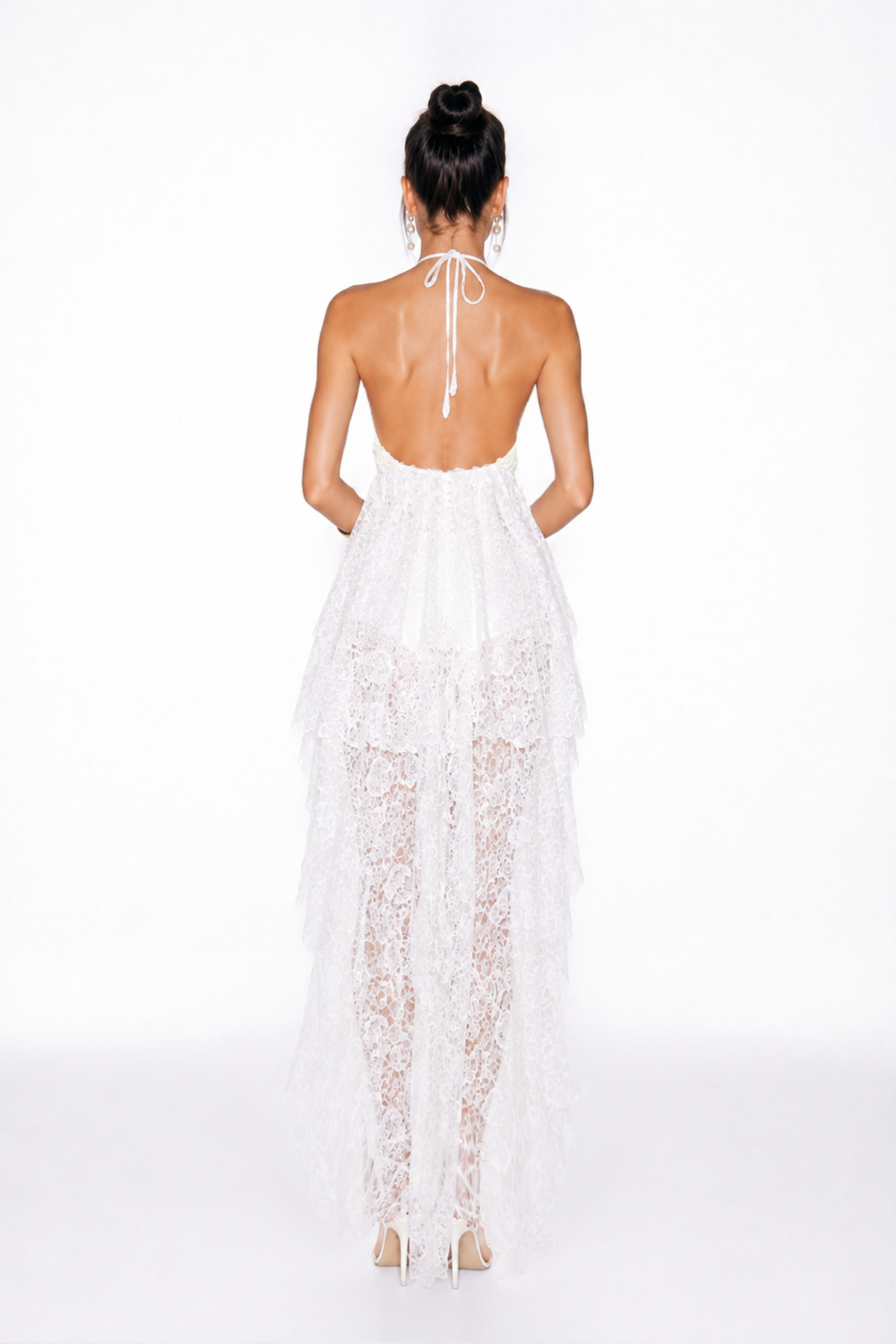 Iobed Backless Lace Skirt Set