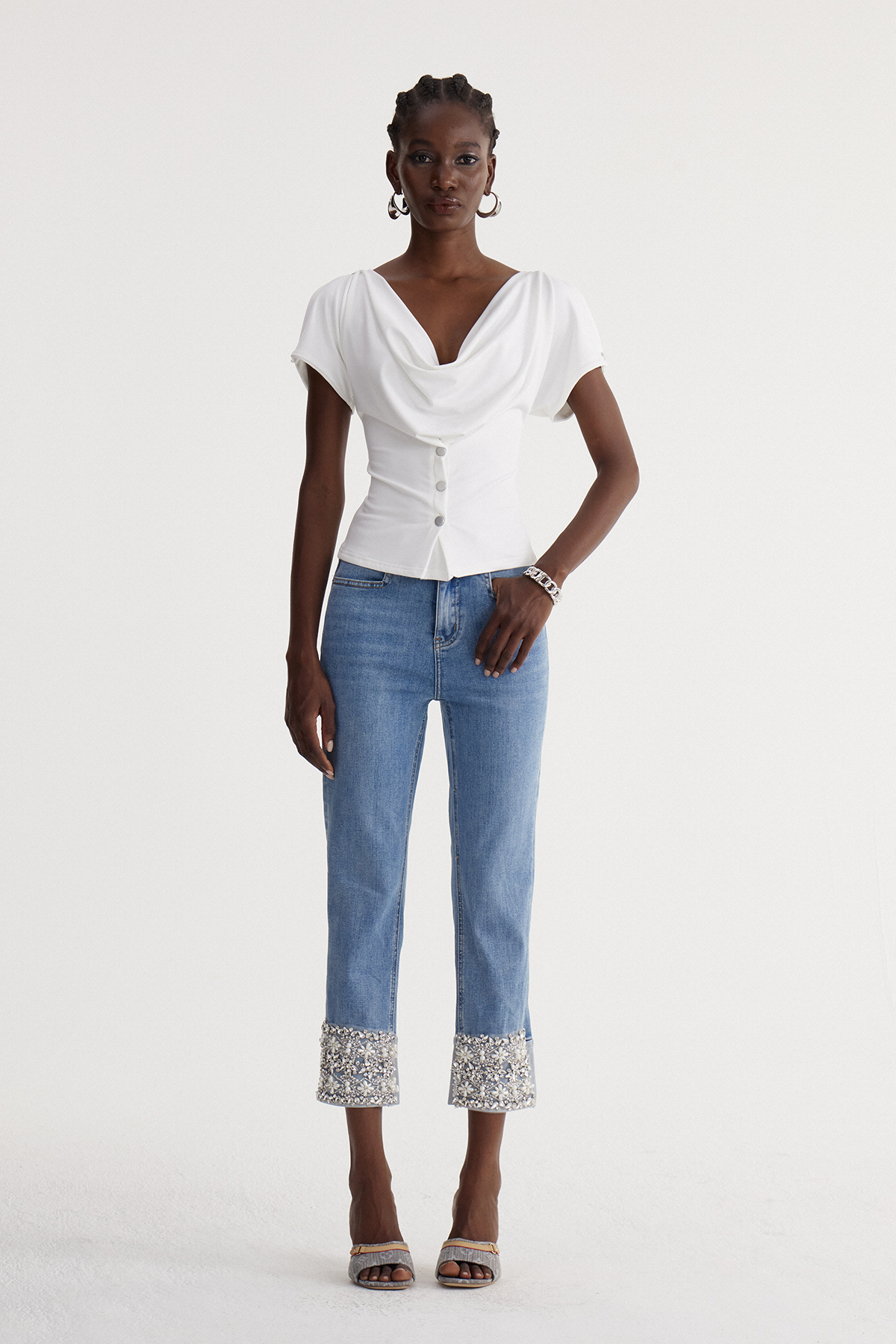 Iocasta Rhinestone Barrel Jeans