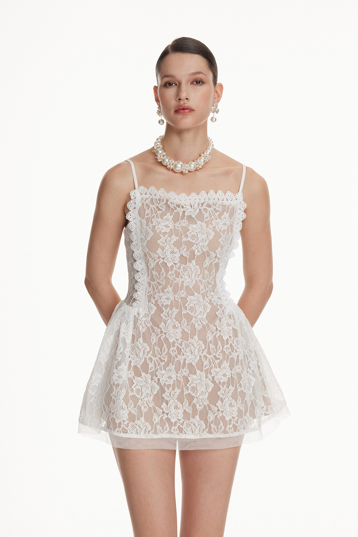 Iohanna Spaghetti Lace Mini Dress