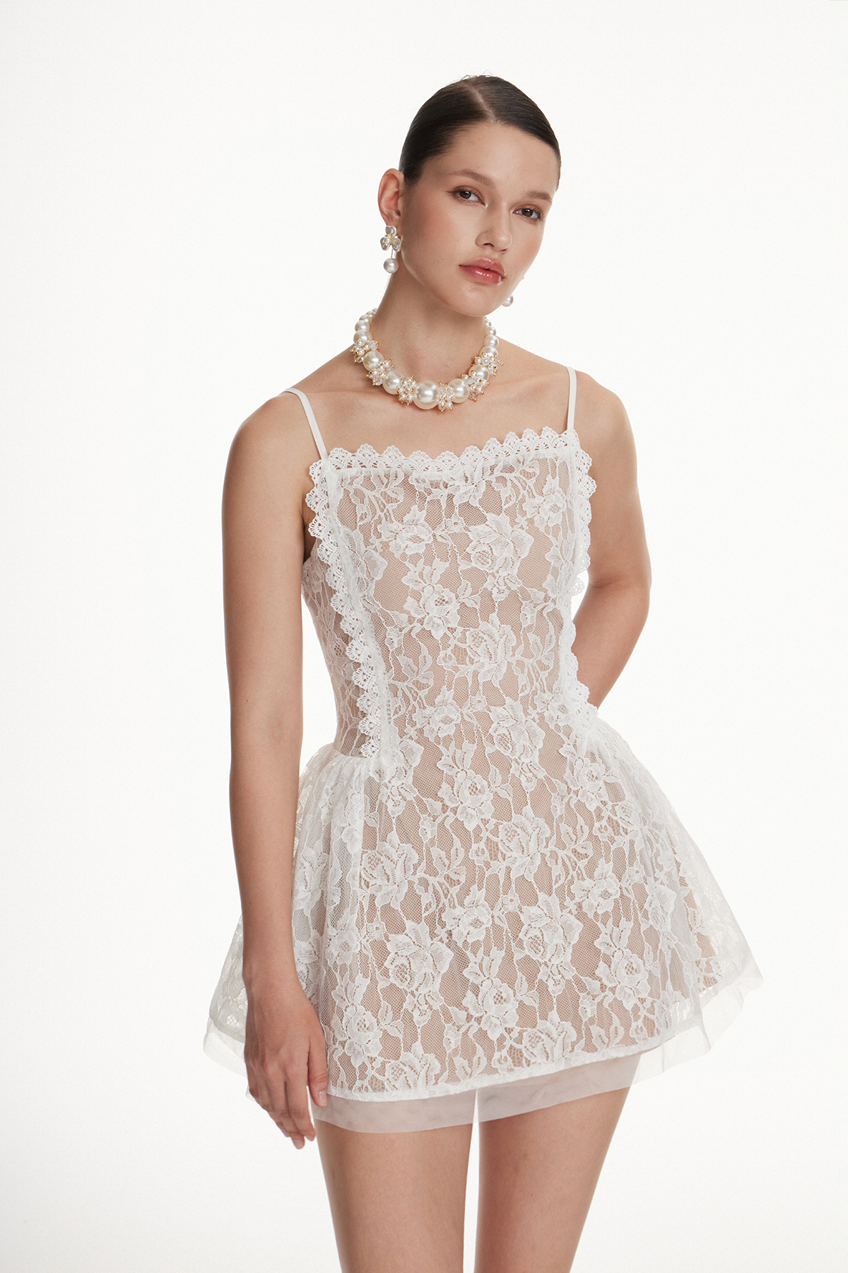Iohanna Spaghetti Lace Mini Dress