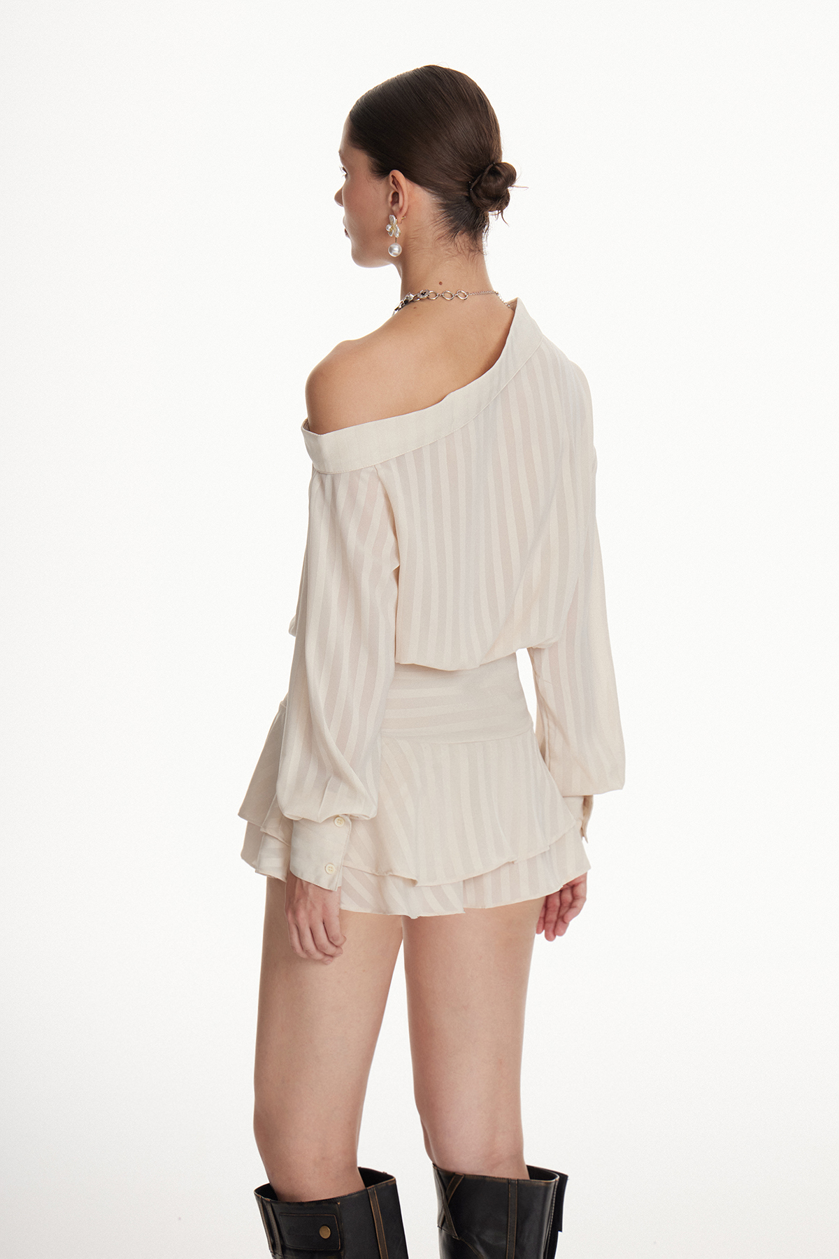Iohel Asymmetric Ruffle Mini Dress