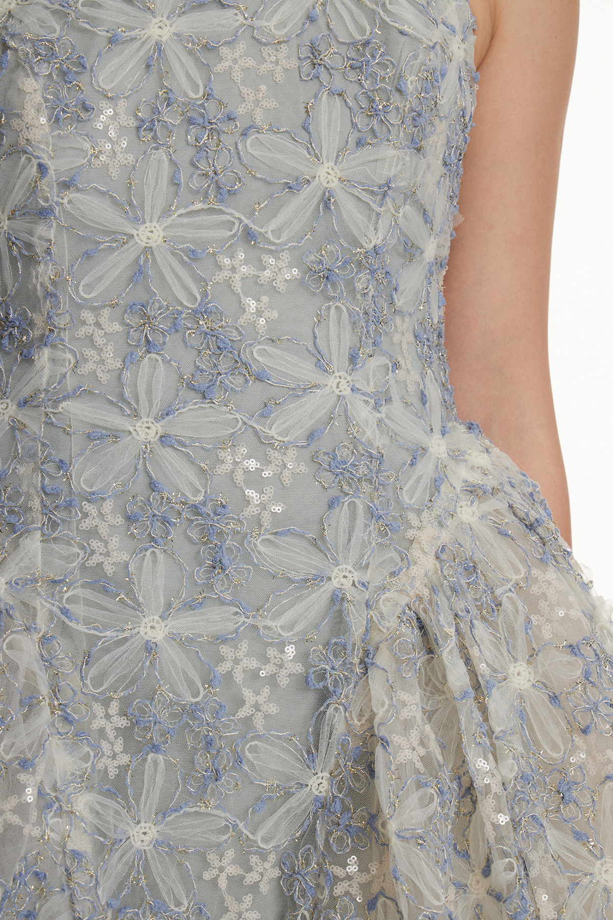 Iokaste Halter Neck Flower Ruffle Mini Dress