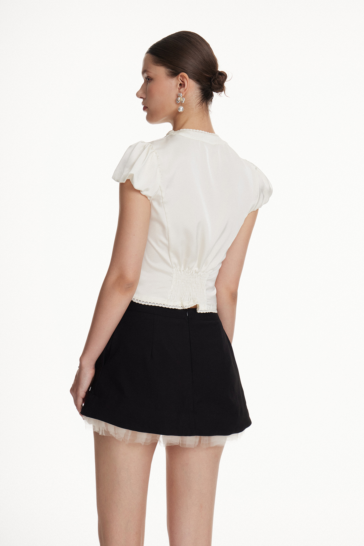 Iola Puff Sleeve Satin Top