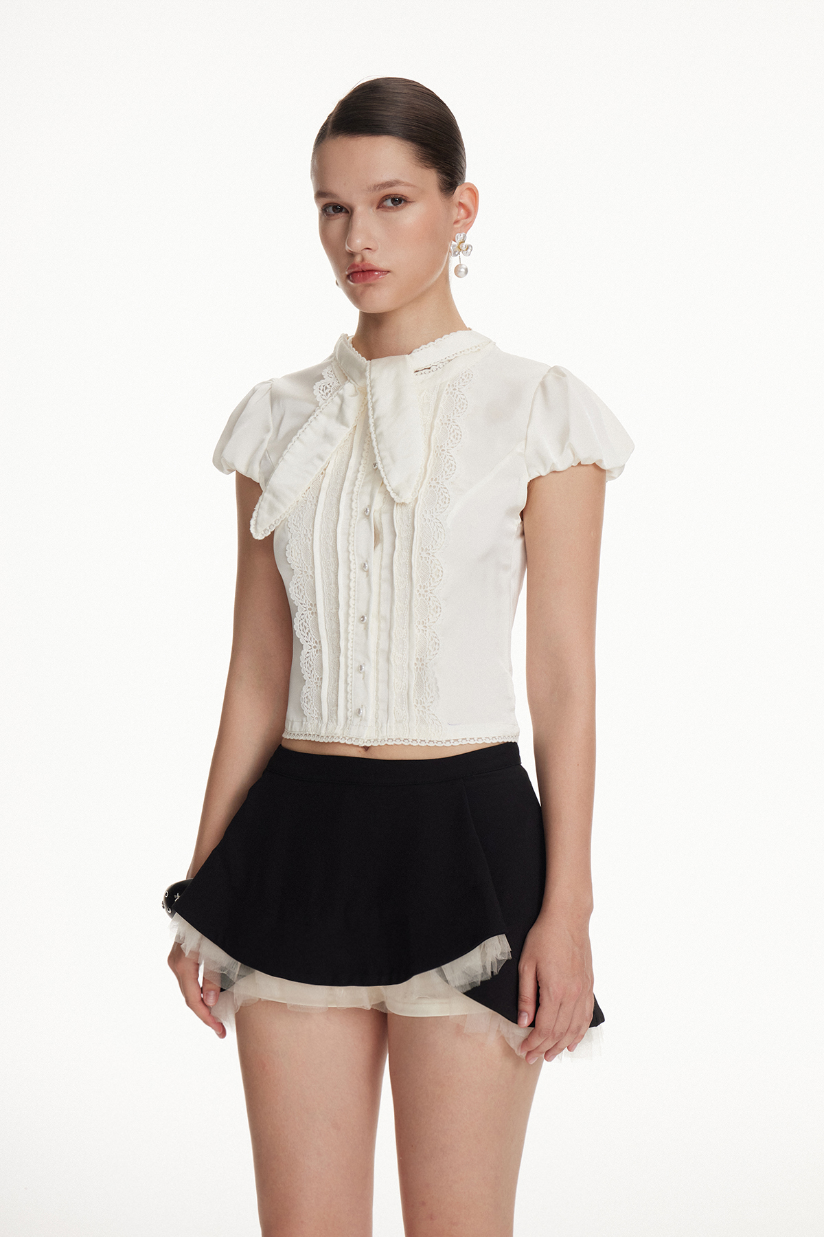 Iola Puff Sleeve Satin Top