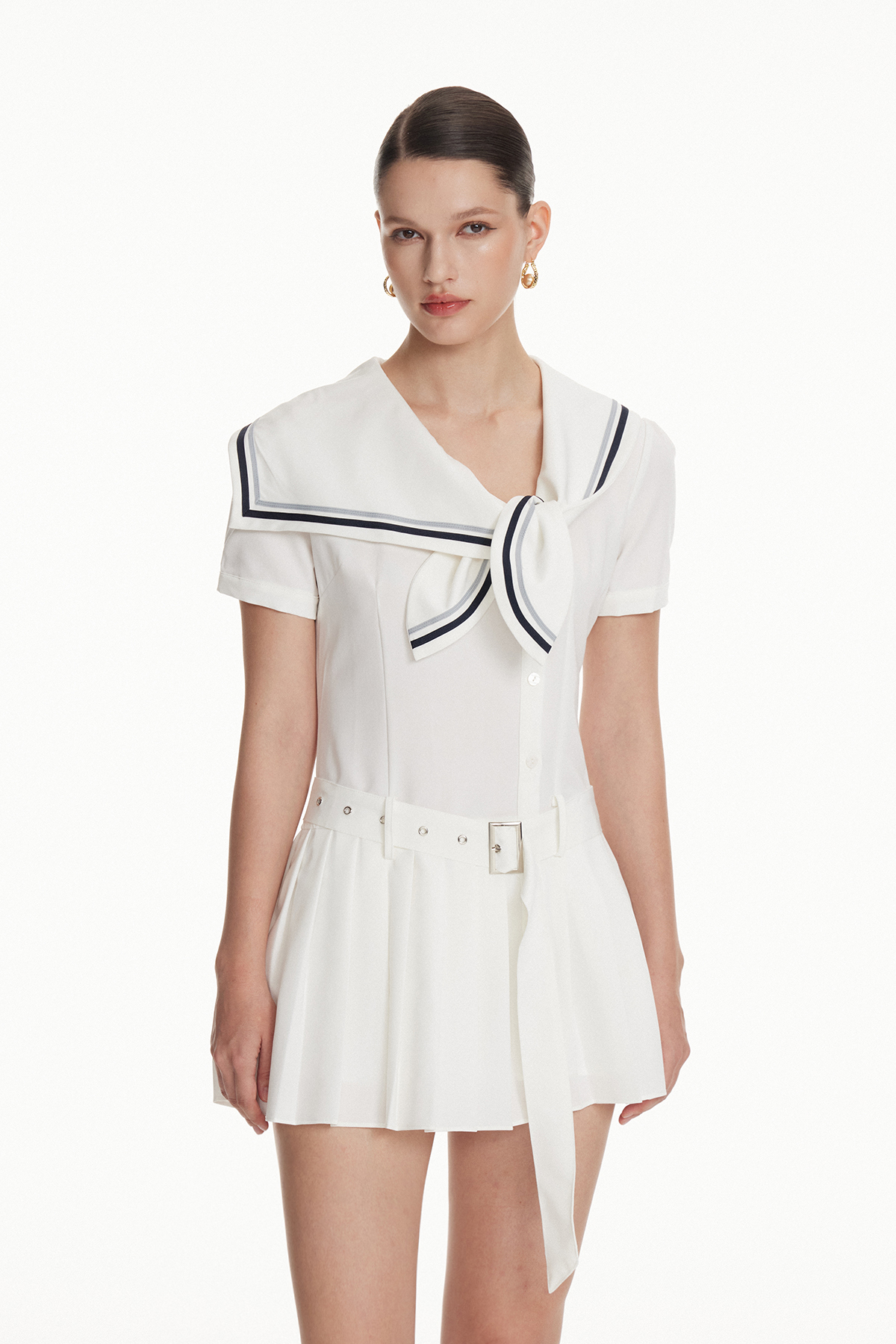 Iolanthe Tie Up Pleated Mini Dress