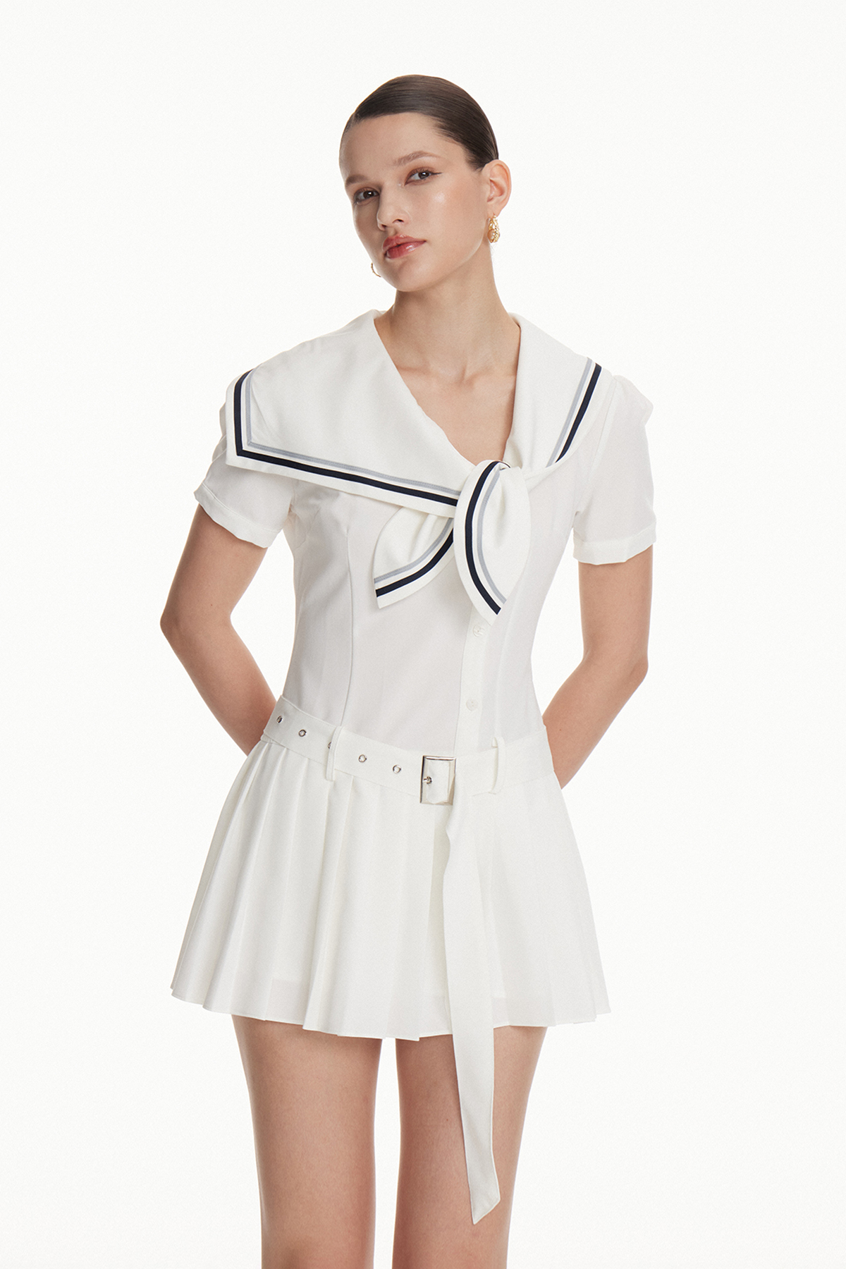 Iolanthe Tie Up Pleated Mini Dress