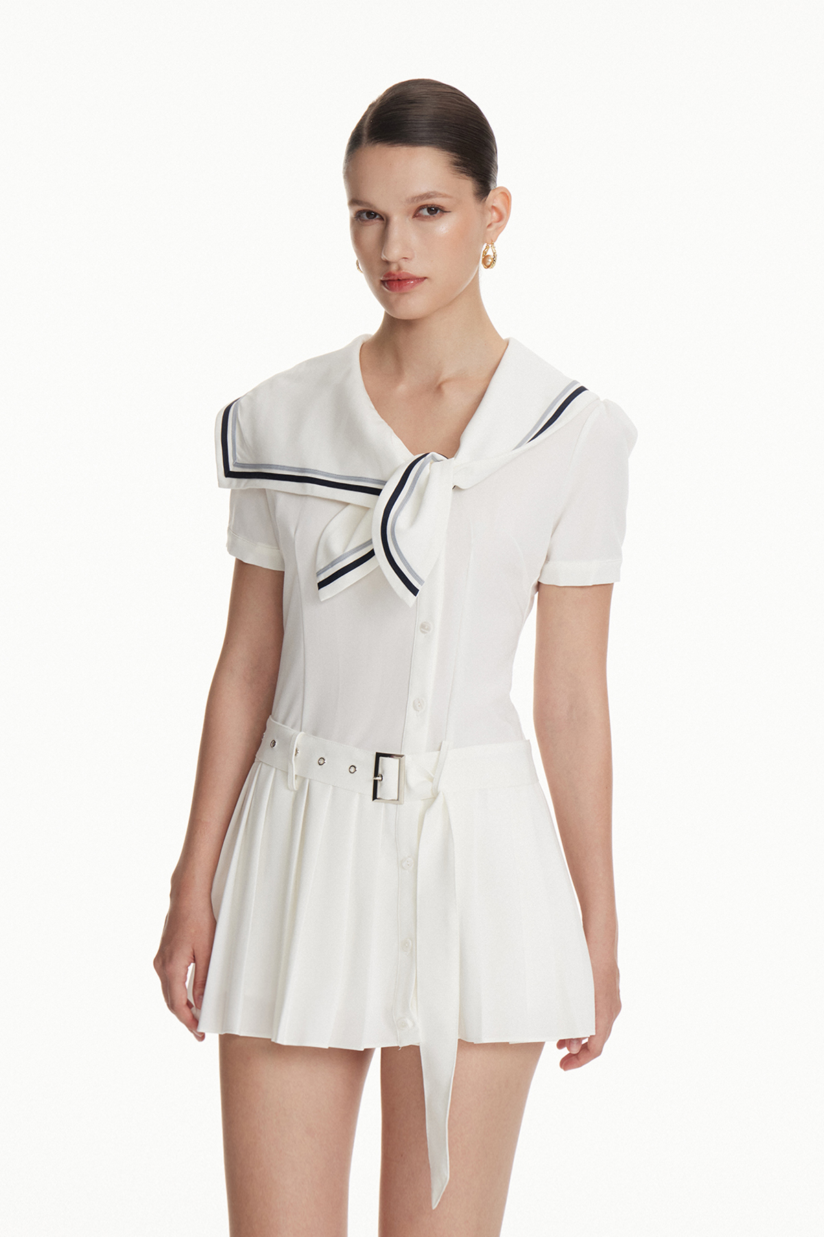 Iolanthe Tie Up Pleated Mini Dress