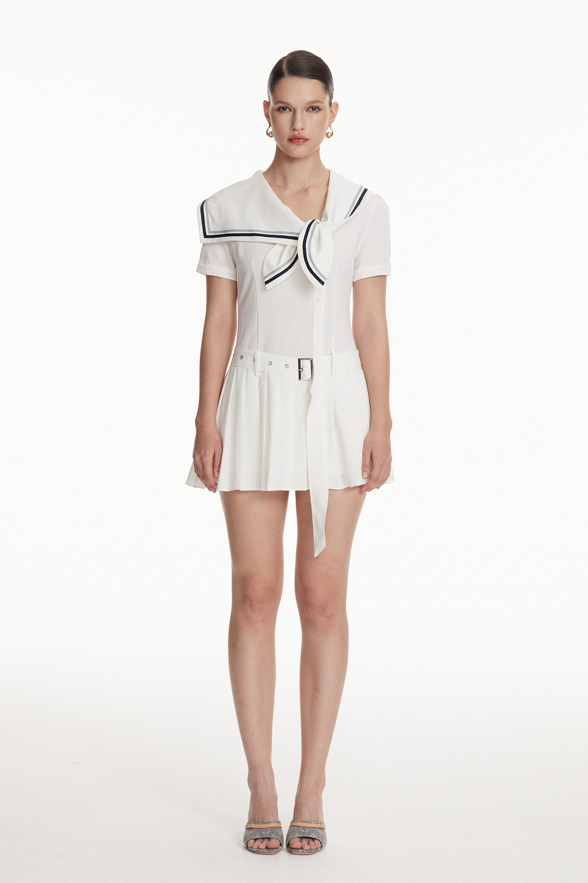 Iolanthe Tie Up Pleated Mini Dress