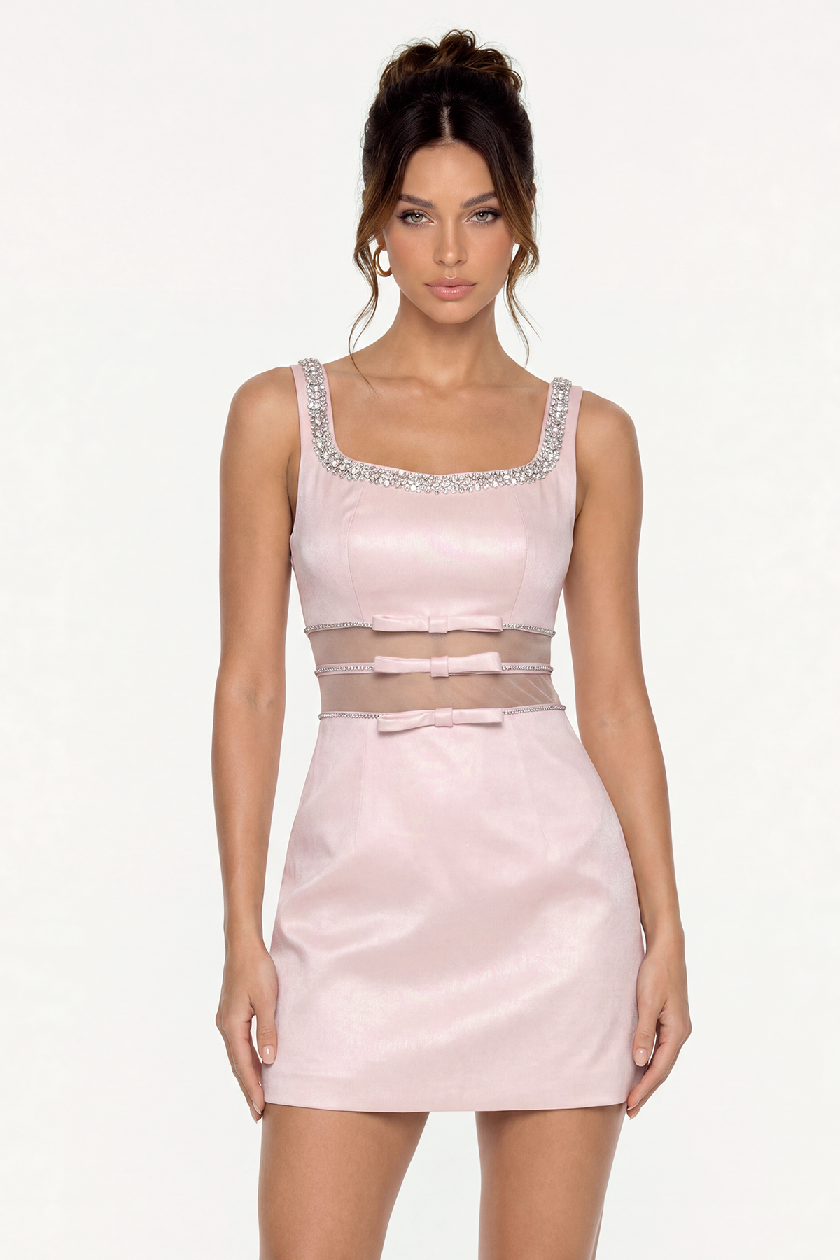 Iolaus Rhinestone Bow Mini Dress