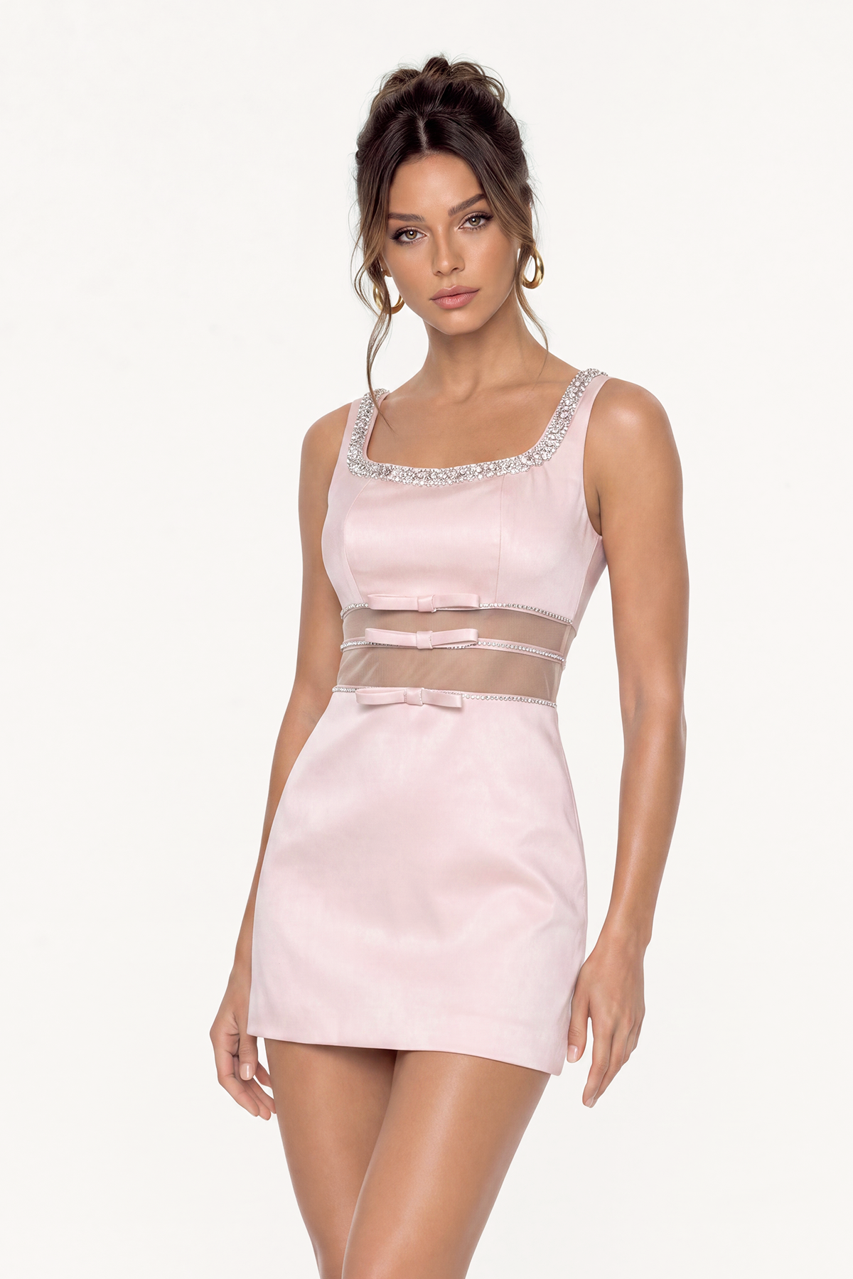 Iolaus Rhinestone Bow Mini Dress