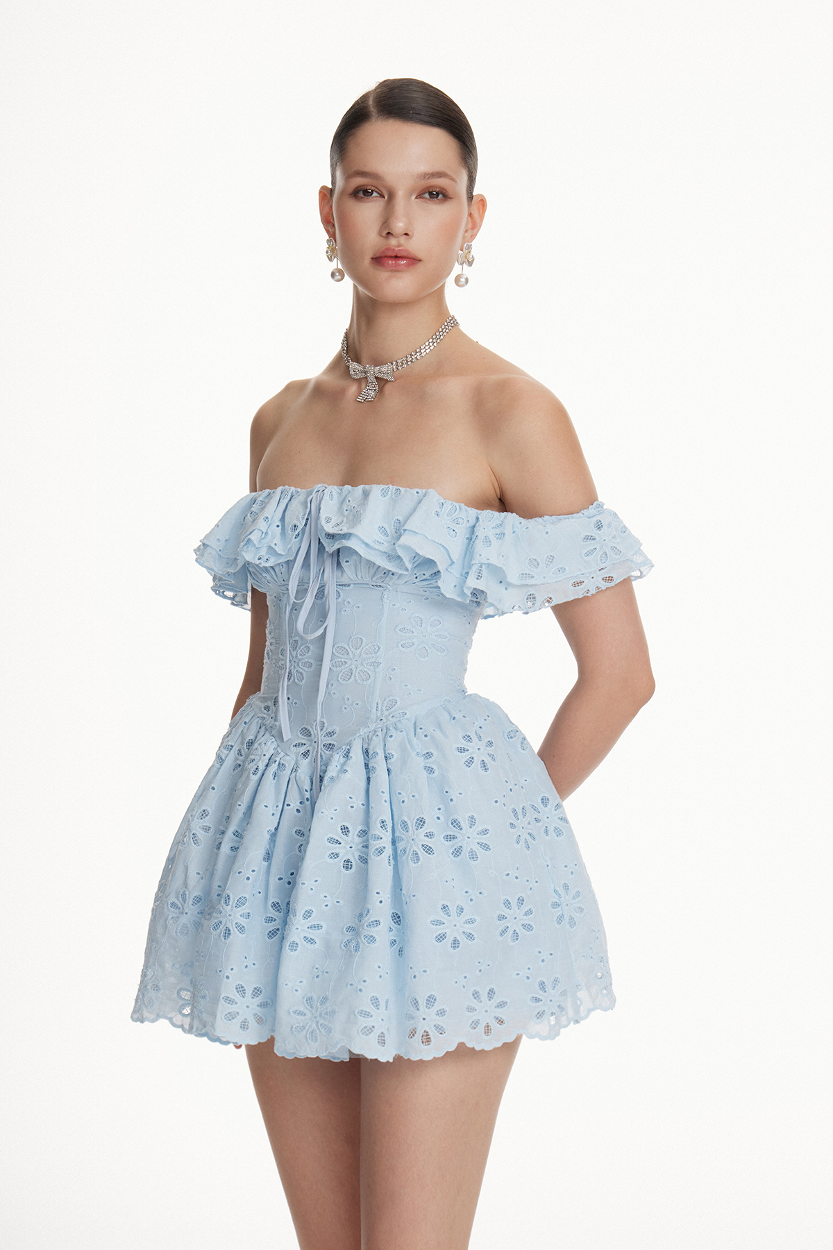 Ion Floral Cutout Ruffle Mini Dress