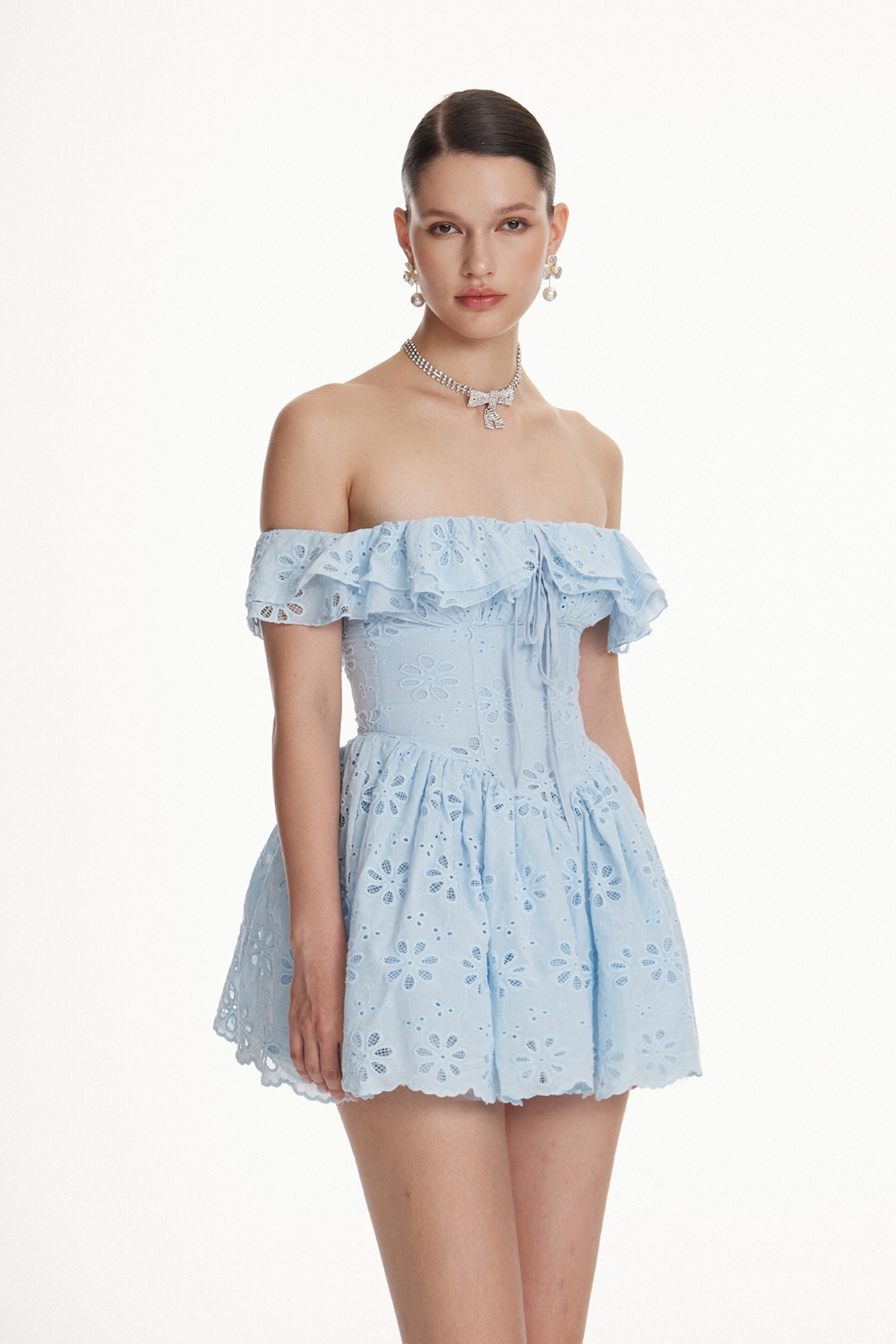 Ion Floral Cutout Ruffle Mini Dress