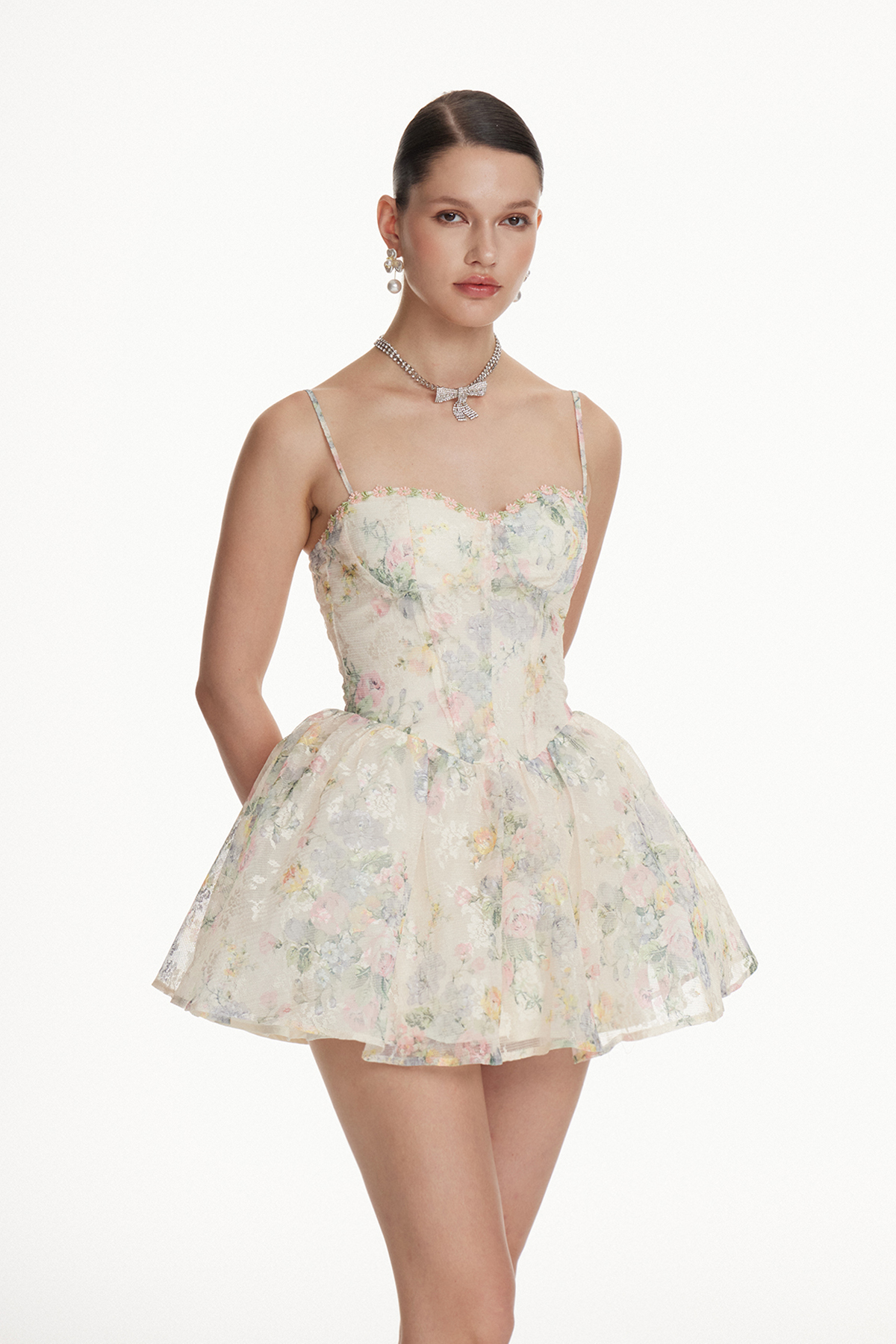 Iona Floral Puffy Mini Dress