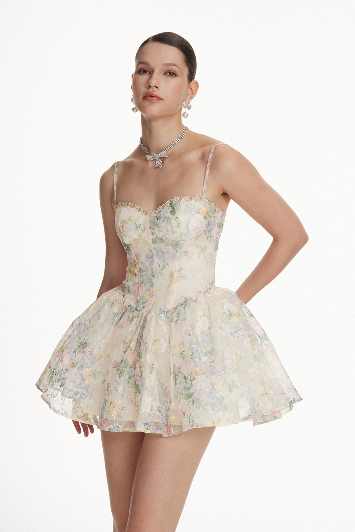 Iona Floral Puffy Mini Dress