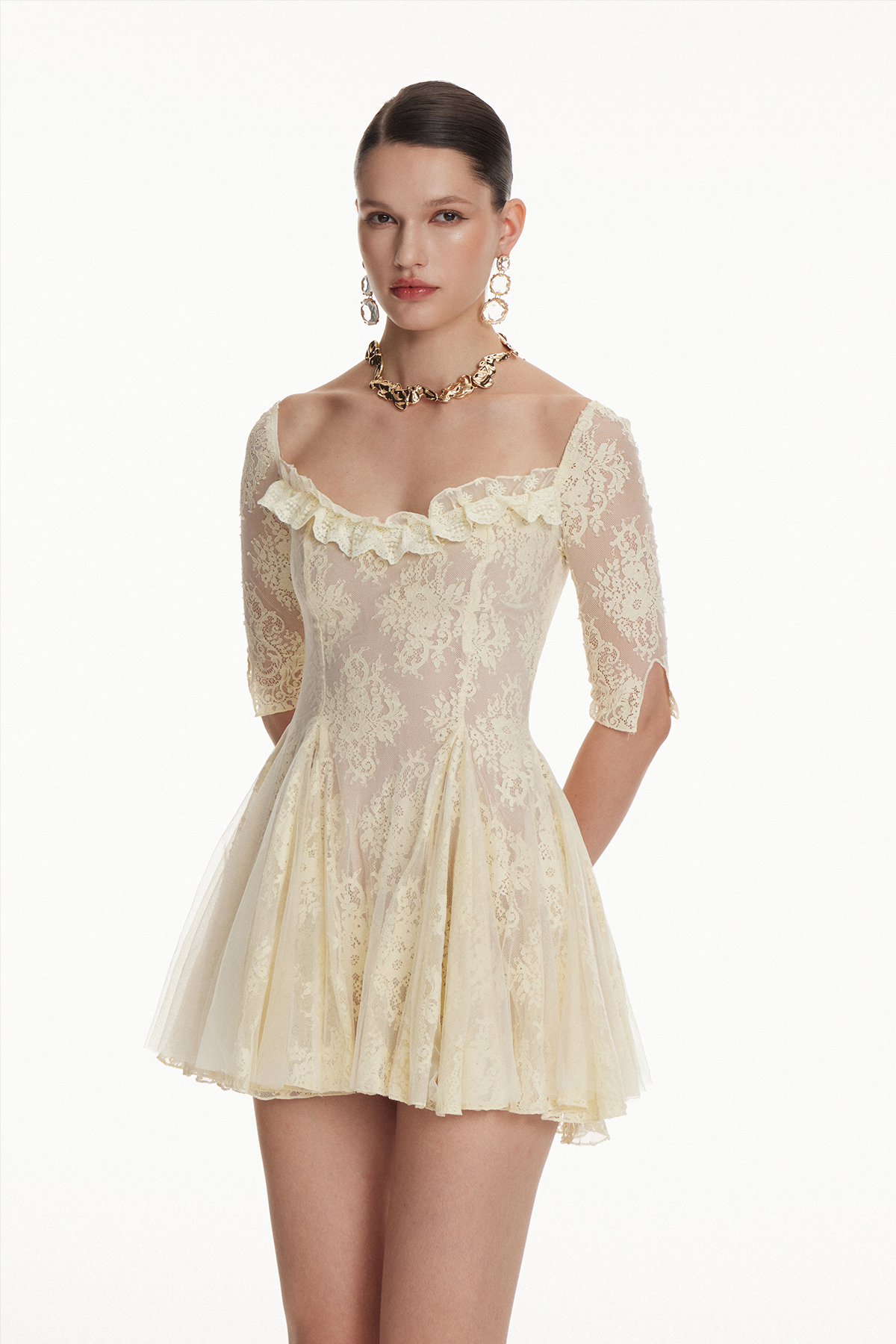 Ionas Lace Flared Mini Dress
